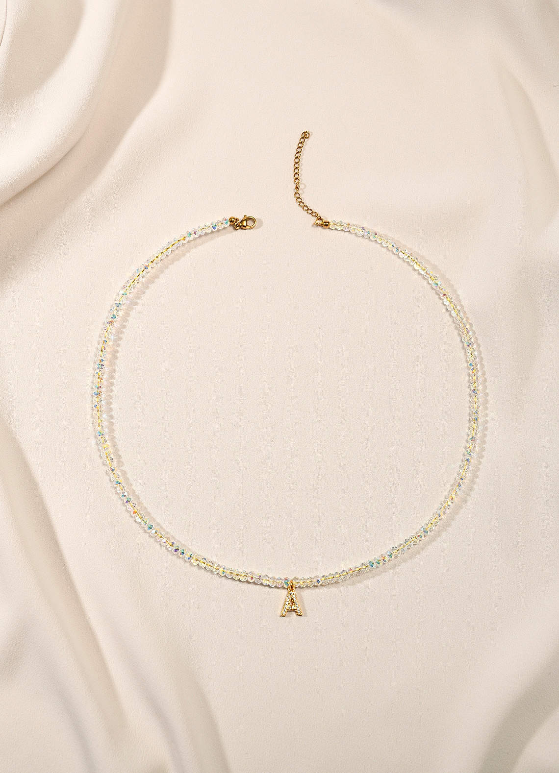 front Letter Crystal Bead Necklace