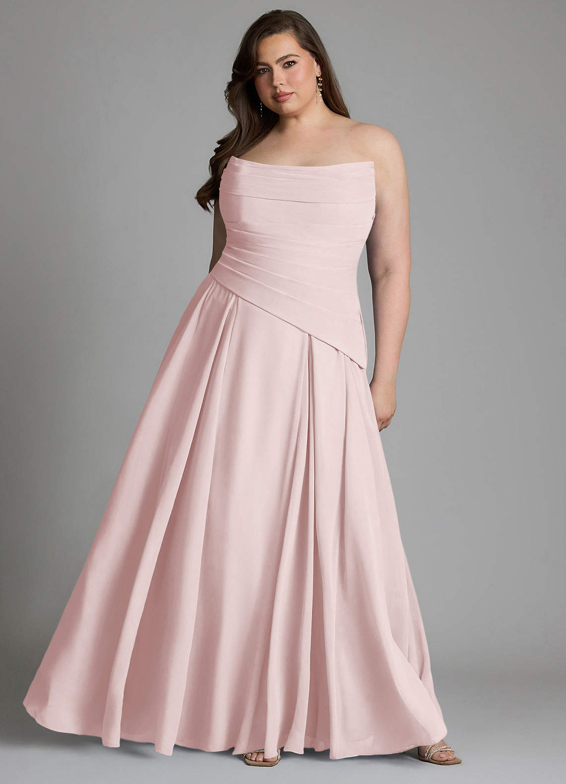 Azazie Gabriela Bridesmaid Dresses Blushing Pink A-Line Corset Chiffon Dress image14