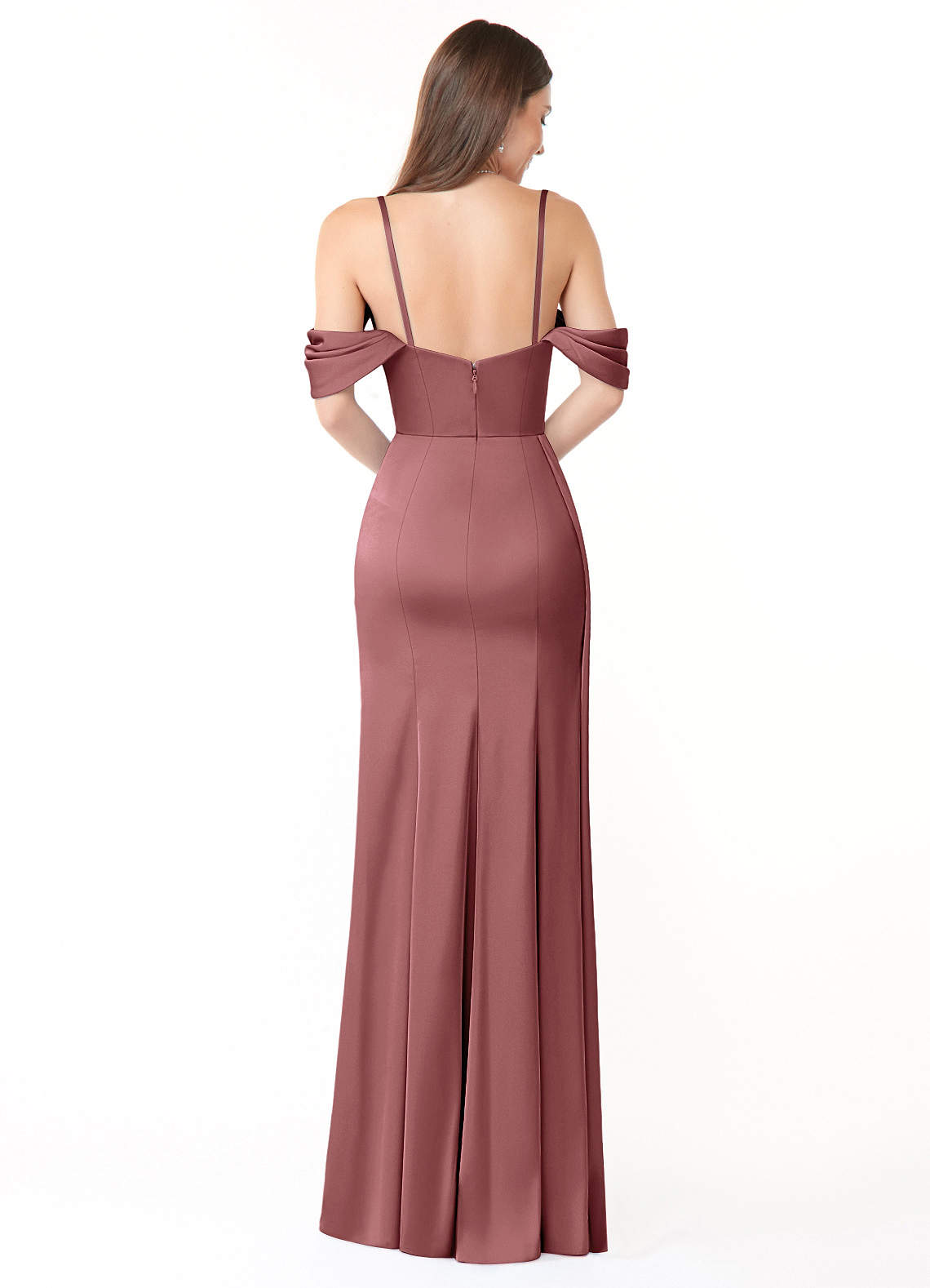 Azazie Amyra Bridesmaid Dresses Amethyst Mermaid Off the Shoulder Stretch Satin Convertible Dress image4