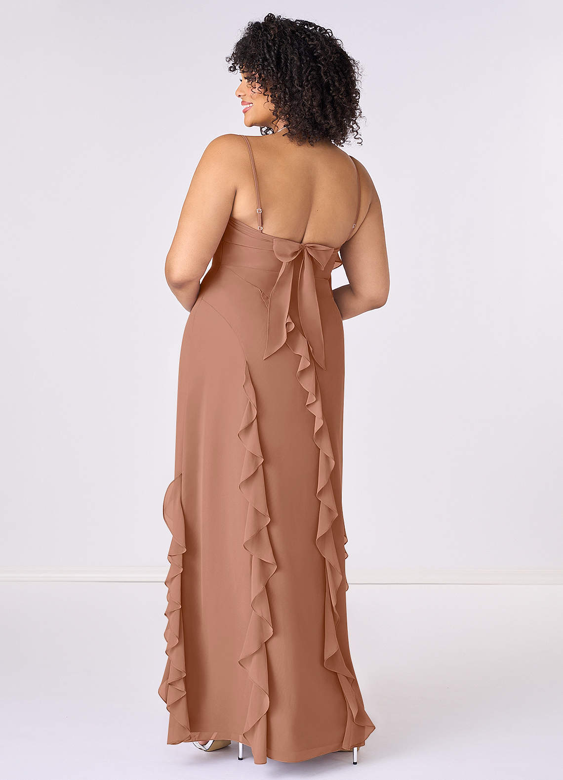 Barbie ♥ Azazie Jurken voor bruidsmeisjes Jurk van Chiffon met Kolom Boog Bronzeertint image1