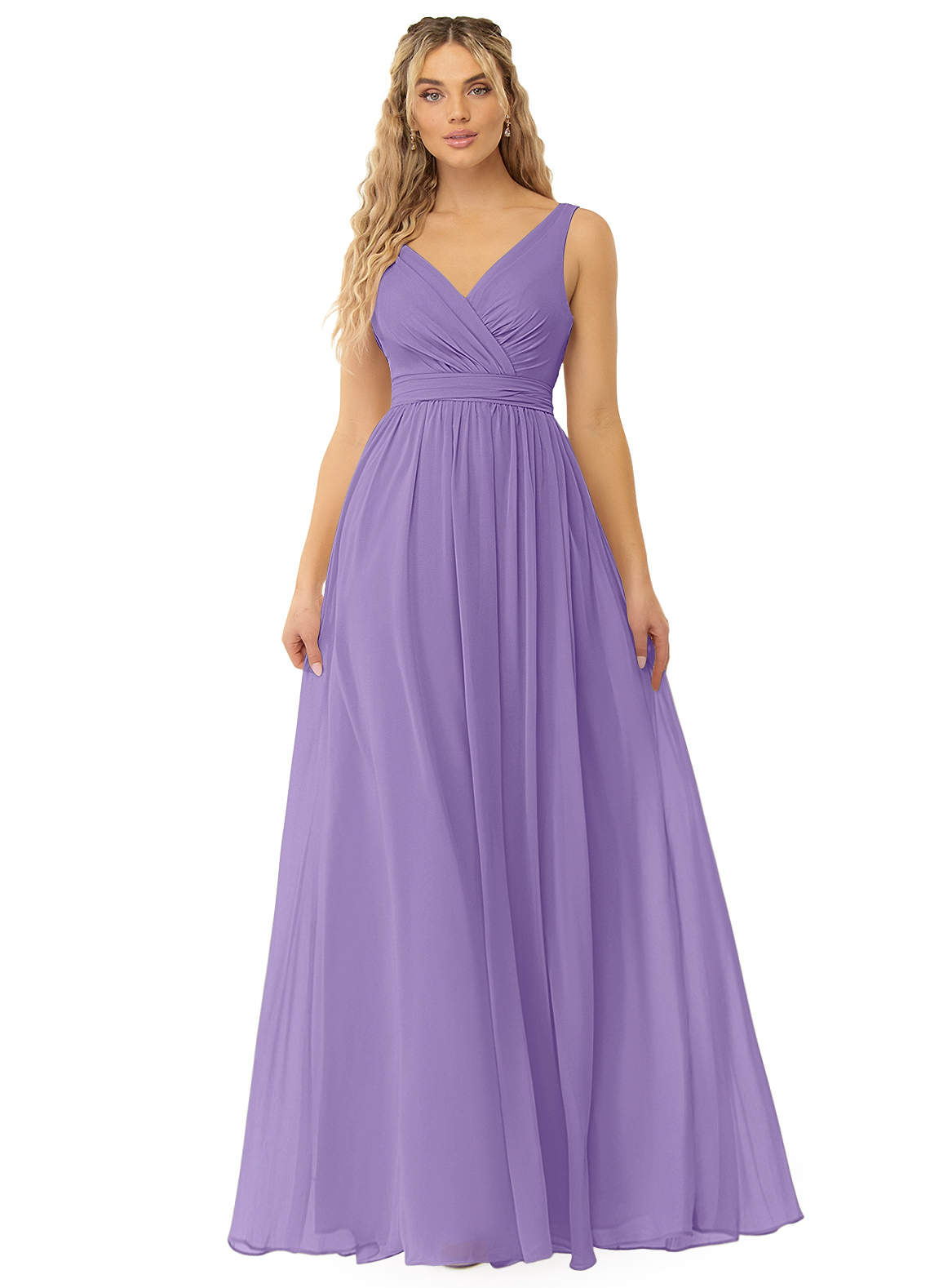 Azazie Kora Bridesmaid Dresses Tahiti A-Line Pleated Chiffon Dress image1