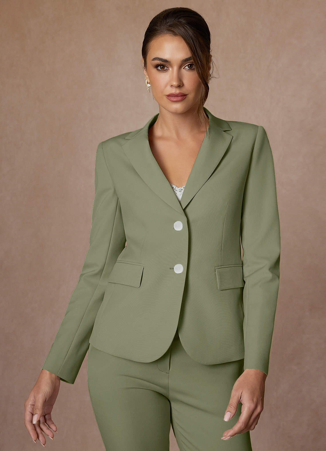 front Whitney Pistachio Structured Stretch Blazer