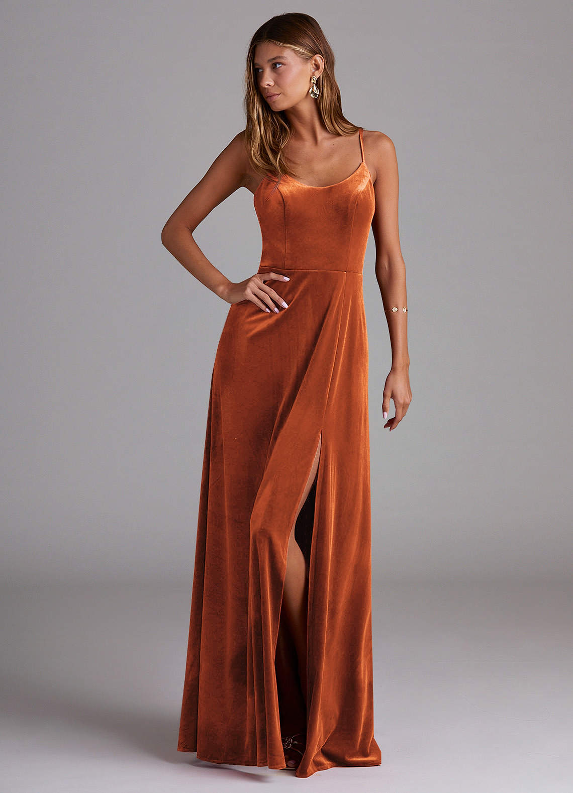 Azazie Moira Ready to Ship Burnt Orange Velvet Bridesmaid Dresses | Azazie Azazie Moira Ready to Ship Burnt Orange Velvet Bridesmaid Dresses | Azazie