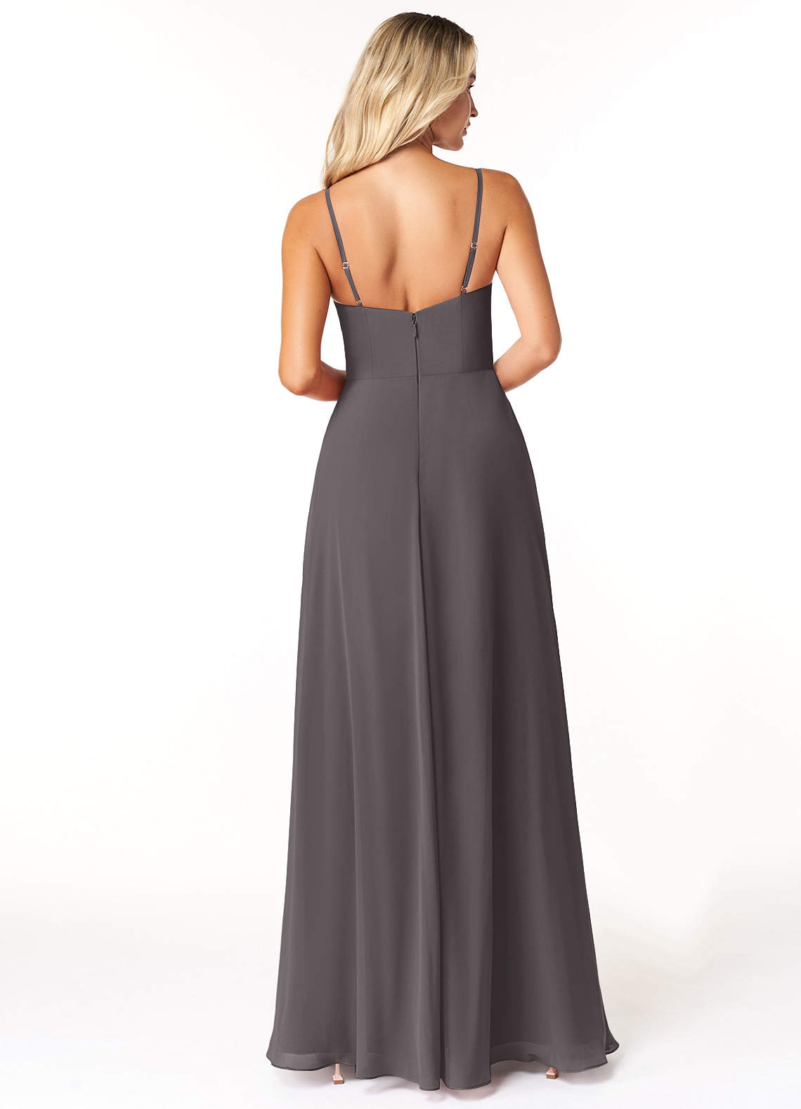 Azazie Moira Steel Grey Chiffon Bridesmaid Dresses | Azazie UK