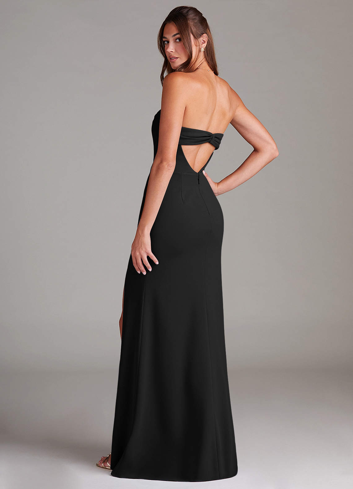 Azazie Leonis Ready to Ship Black Stretch Crepe Bridesmaid Dresses | Azazie
