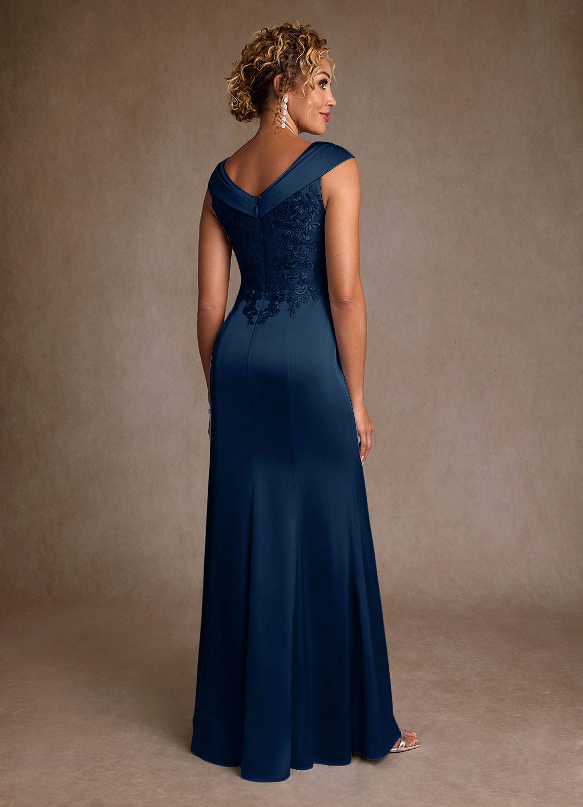 Azazie Santa Monica Dark Navy A-Line Lace Dress | Azazie