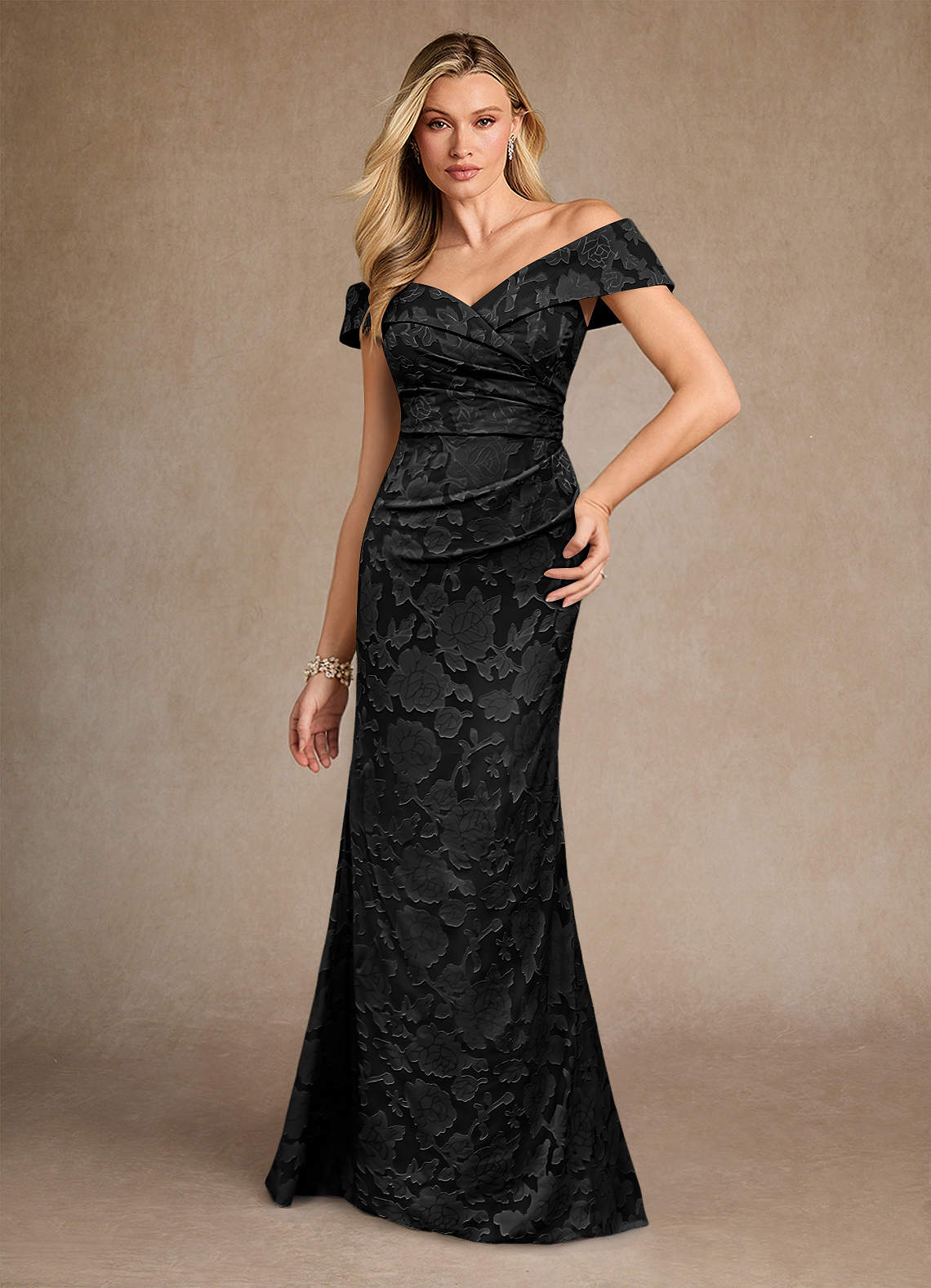 Azazie Canton vestidos de madre de la novia Vestido de Negro de Devorado Floral de Sirena con Vestidos sin tirantes image2