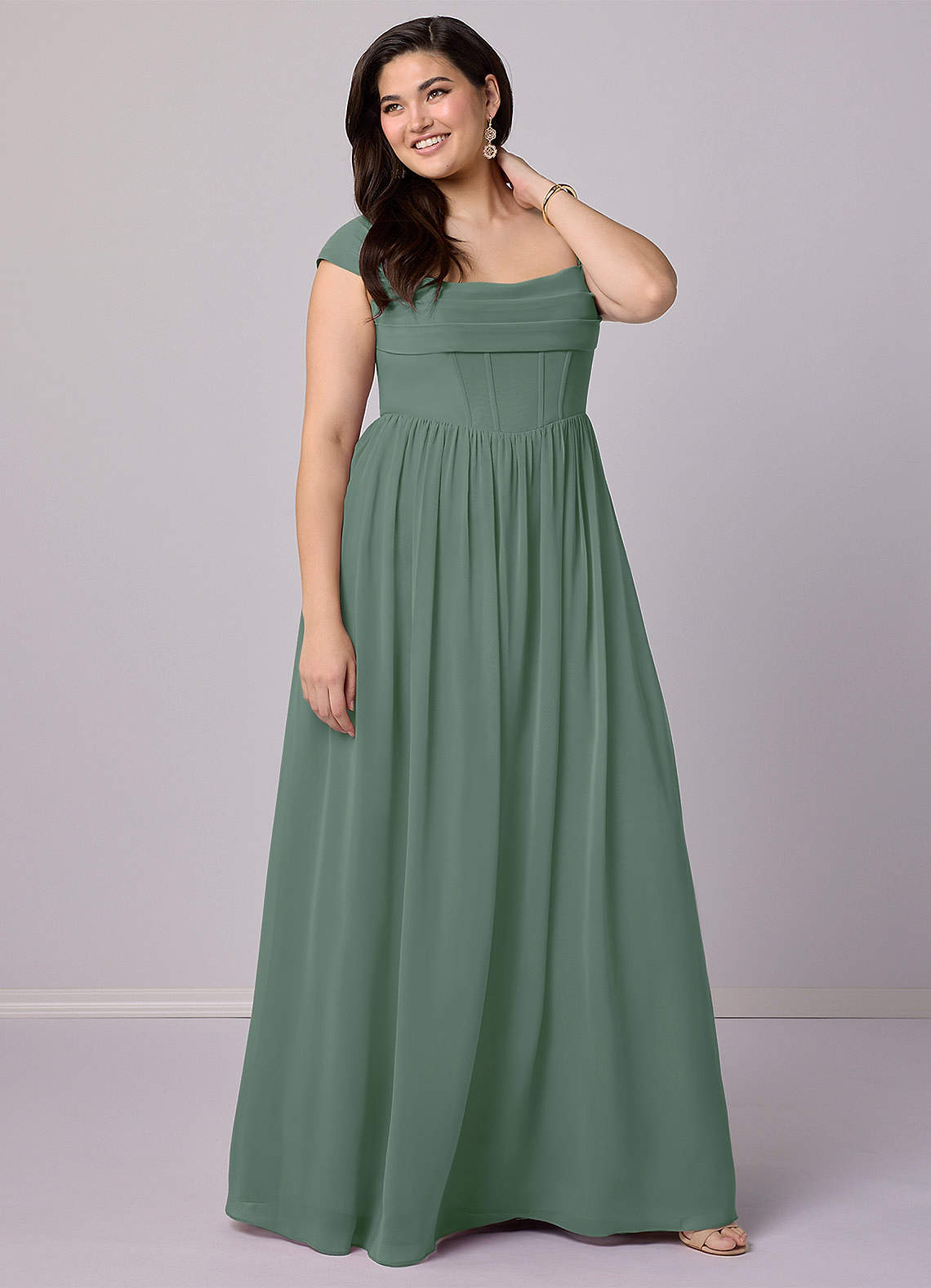 Barbie ♥ Azazie Bridesmaid Dresses A-Line Corset Chiffon Floor-Length Dress image10