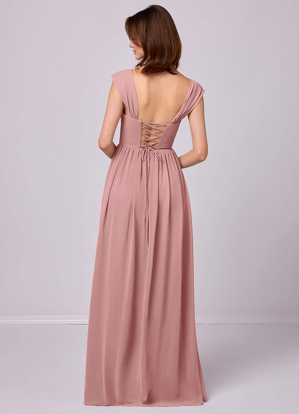 Barbie ♥ Azazie Endeligt Salg En streg Korset Chiffon Gulv-længde Kjole image5