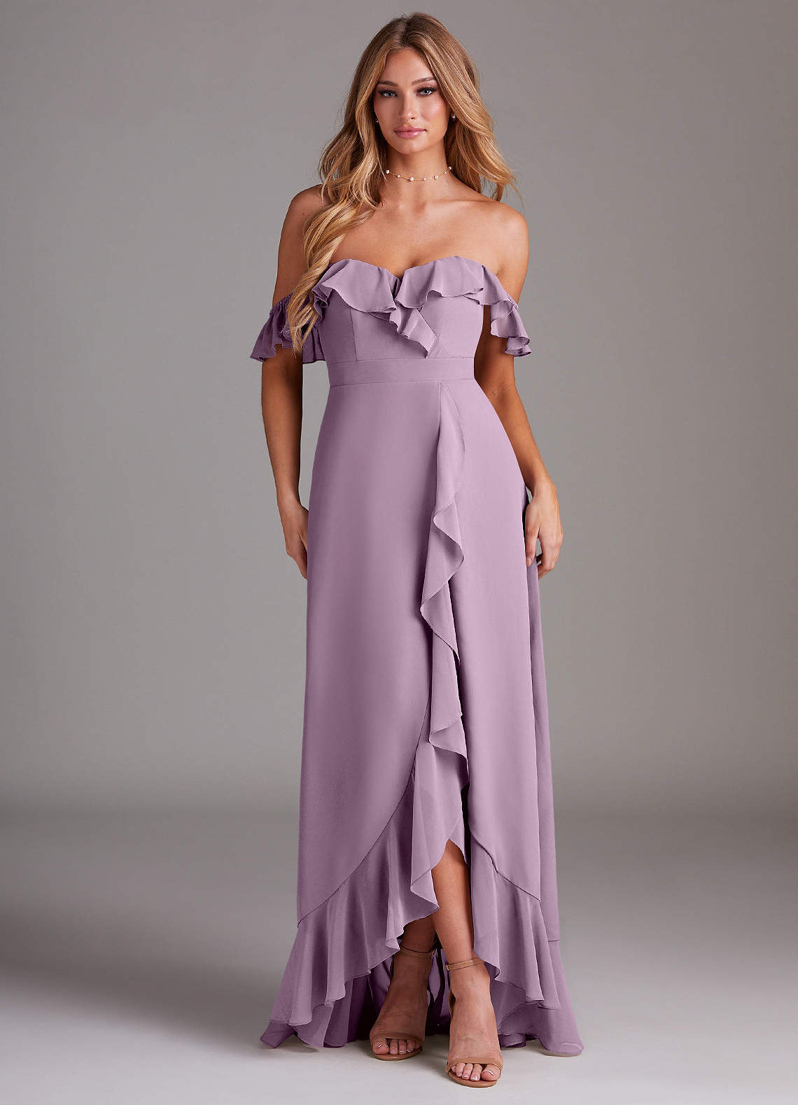 Azazie Lyra Bridesmaid Dresses Wisteria A-Line Chiffon Convertible Dress image1