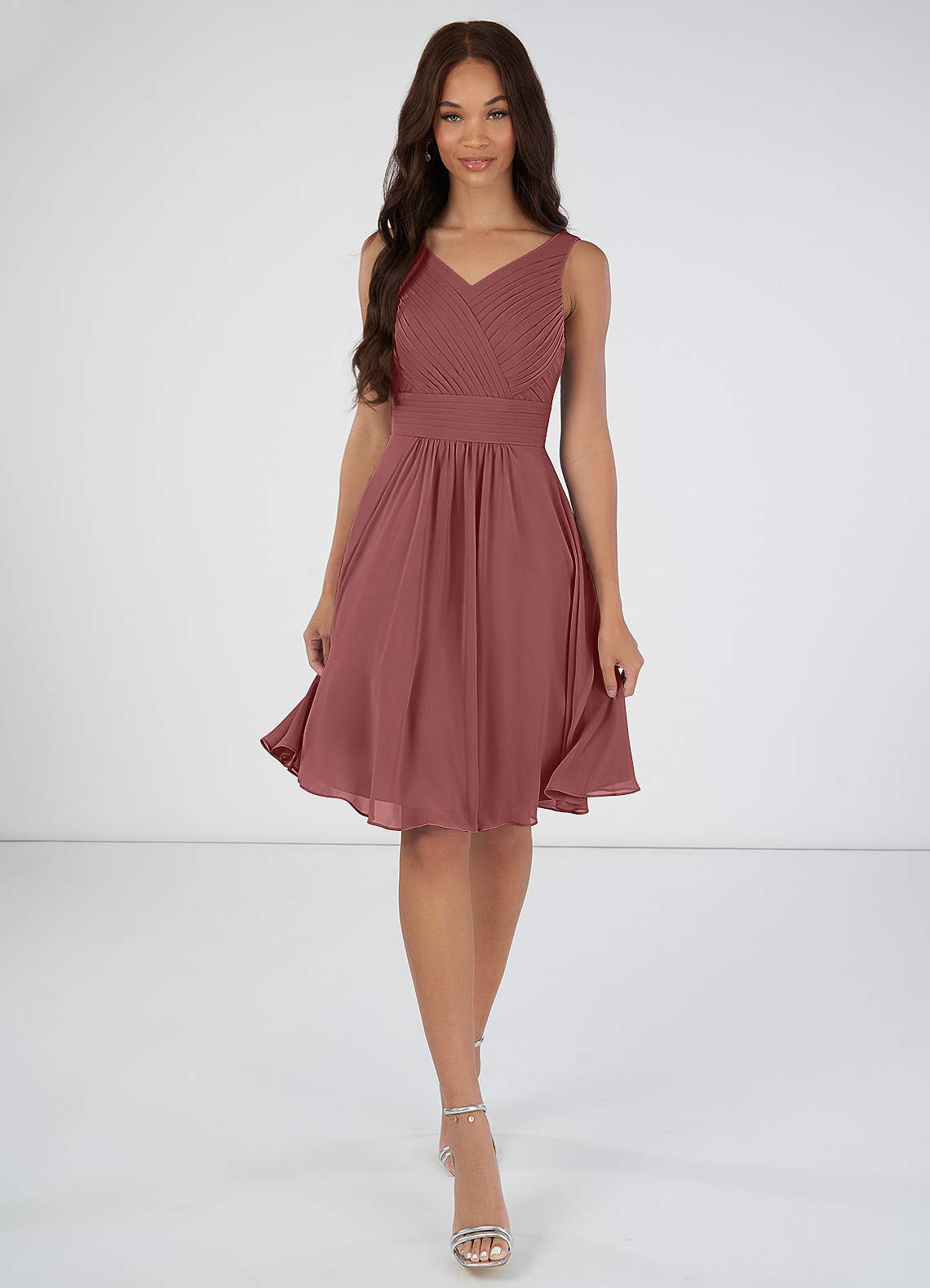 Knee length best sale burgundy bridesmaid dresses