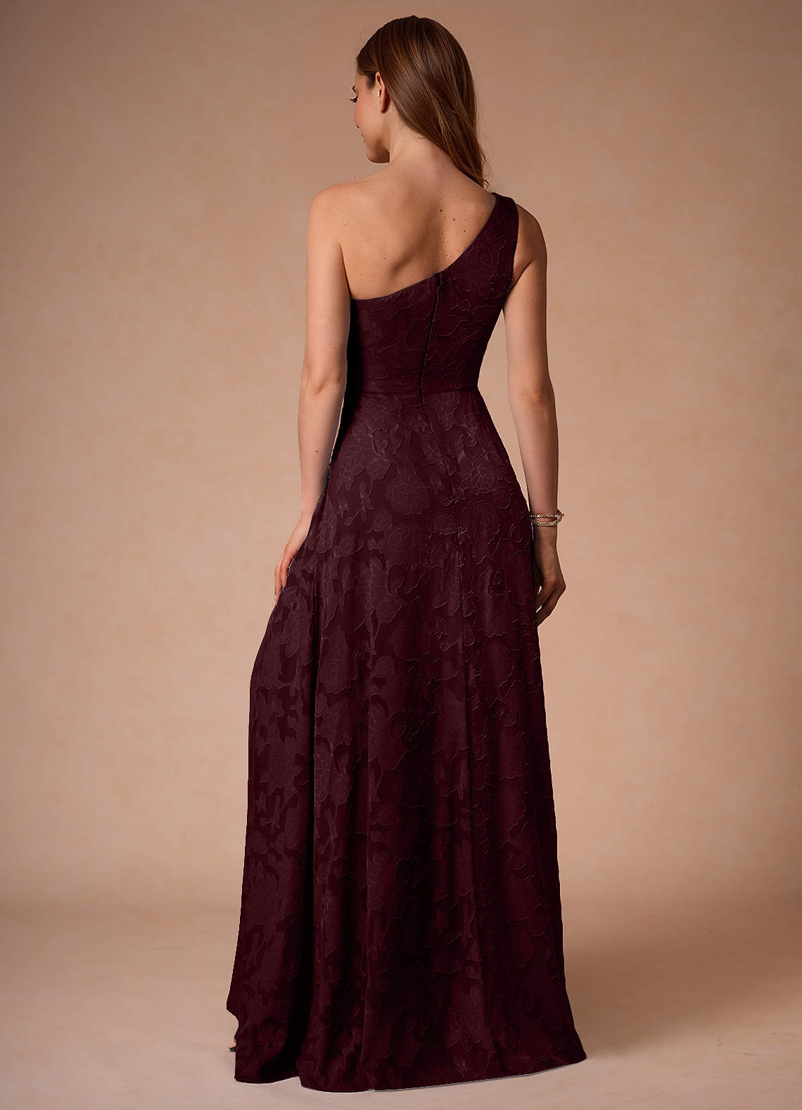 Hermosa Wine One Shoulder Maxi Dress image1