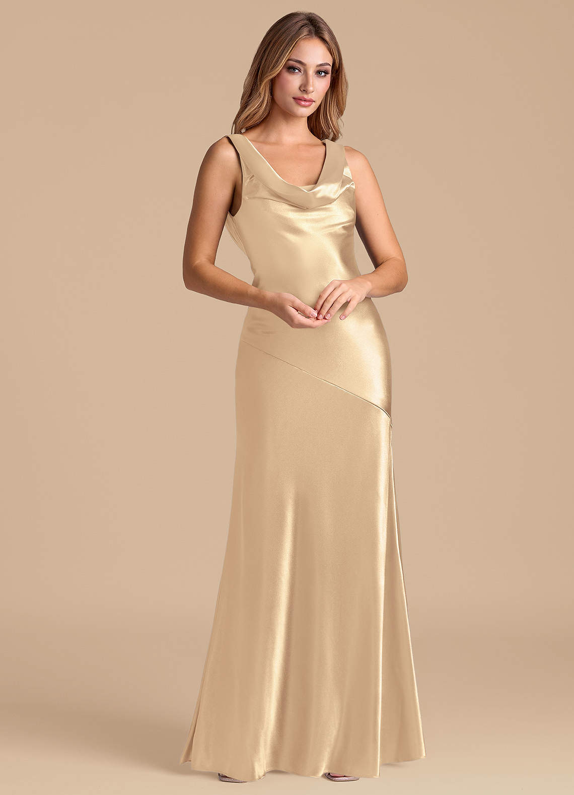 metallic gold bridesmaid dresses The product does not include any accessories in the picture. Silky Satin Midi Gold |