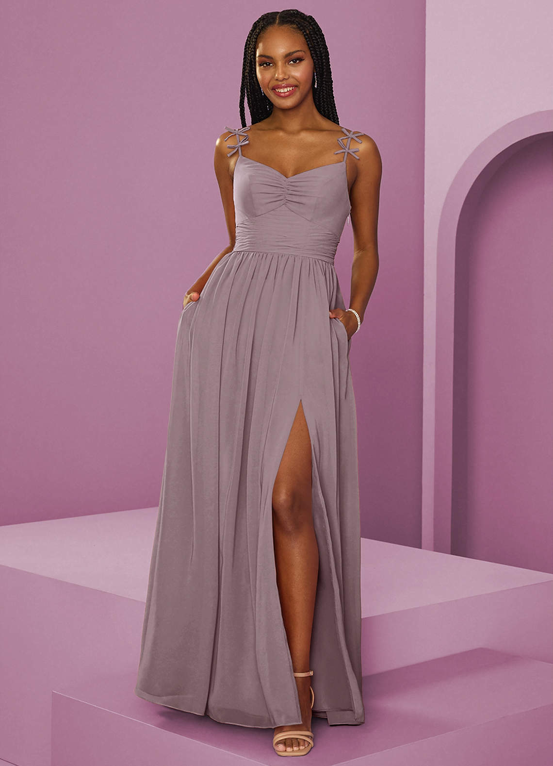 Barbie ♥ Azazie Bridesmaid Dresses Dusk A-Line Pleated Chiffon Dress image1