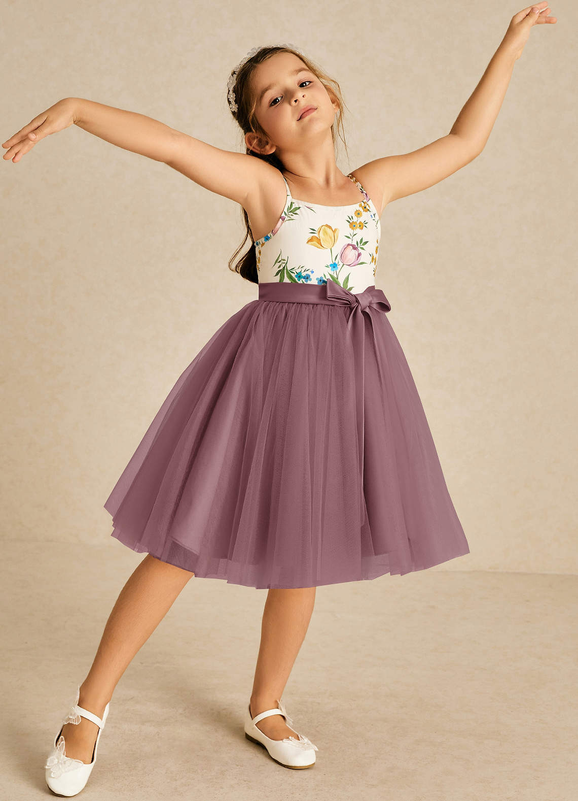 Azazie Jollie Vintage Mauve A-Line Spaghetti Strap Tulle