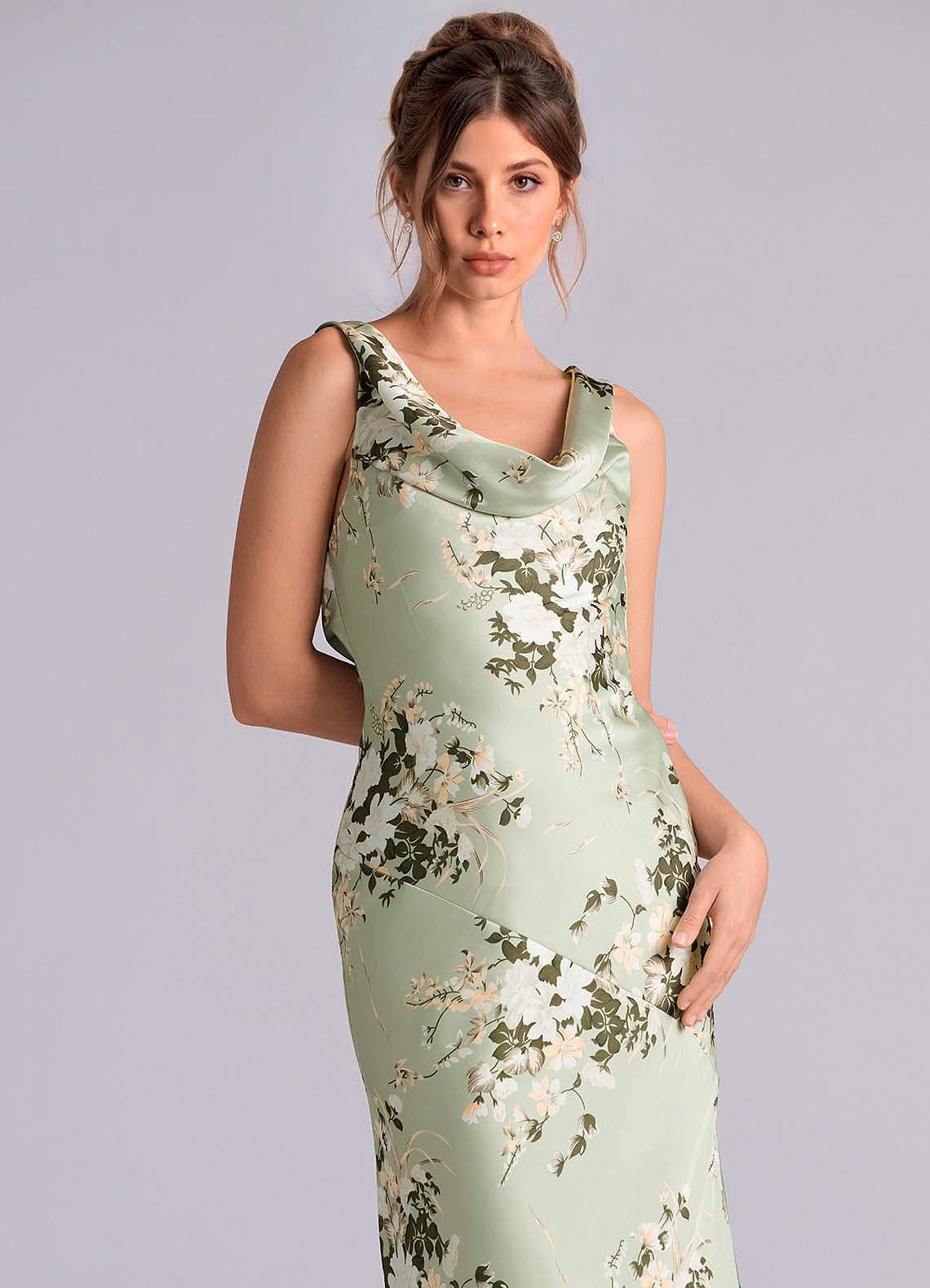 Azazie Rylina Bridesmaid Dresses Floral Vines Mermaid Stretch Satin Dress image5