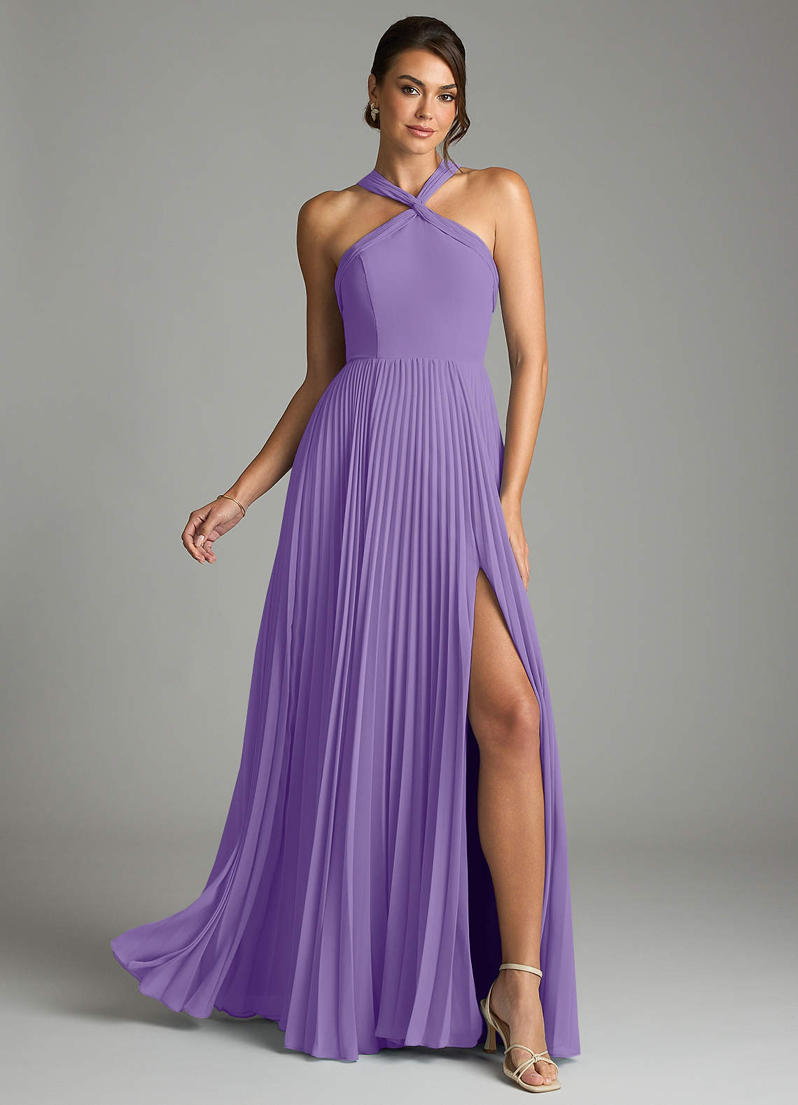 Azazie Afra Abiti da Damigella Abito A-Line in Chiffon Plissettato Tahiti image1