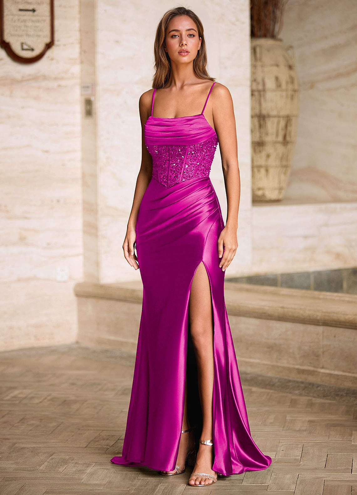 cowl neck pink dress Coral Pink Bridesmaid Dress Matte Satin Size 3X