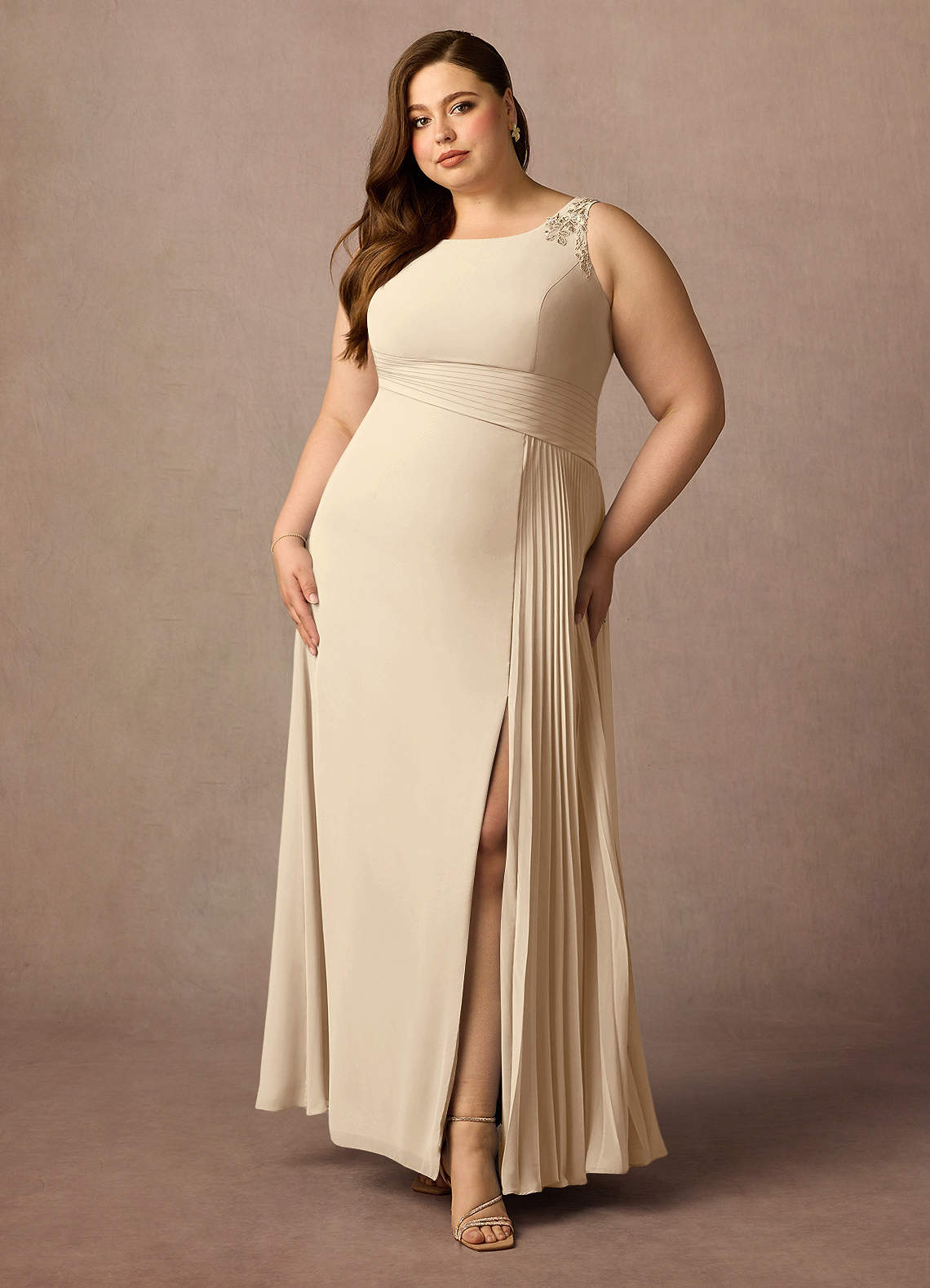 Azazie Galvan Mother of the Bride Dresses Champagne A-Line Sequins Chiffon Dress image1