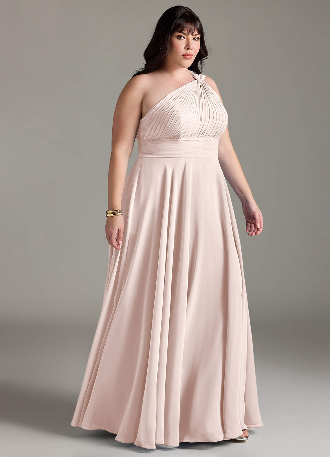 Azazie Charlize Bridesmaid Dresses Rose Petal A-Line One Shoulder Chiffon Dress image9