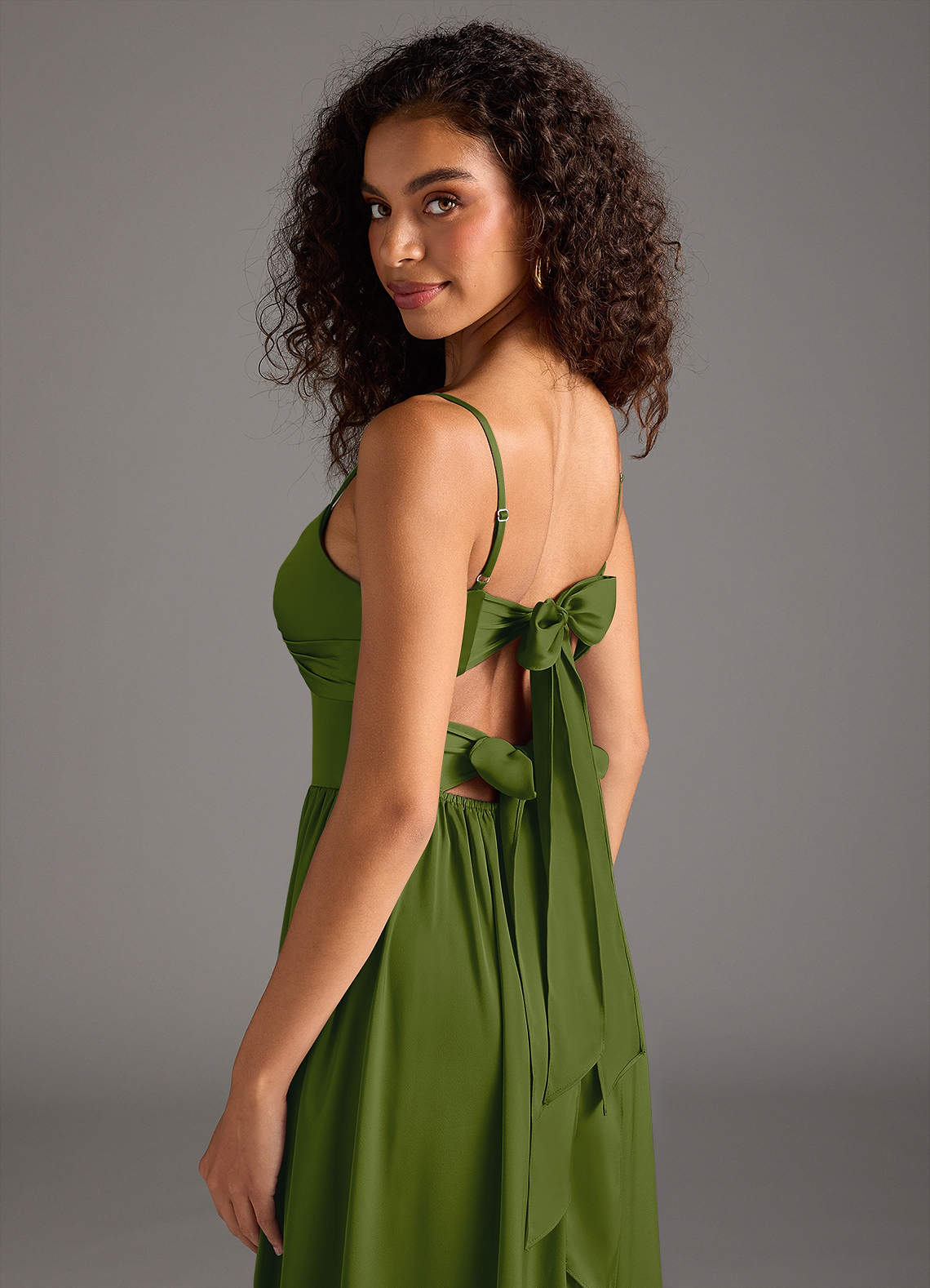 Azazie Zeya Bridesmaid Dresses Juniper A-Line Pleated Stretch Satin Dress image4