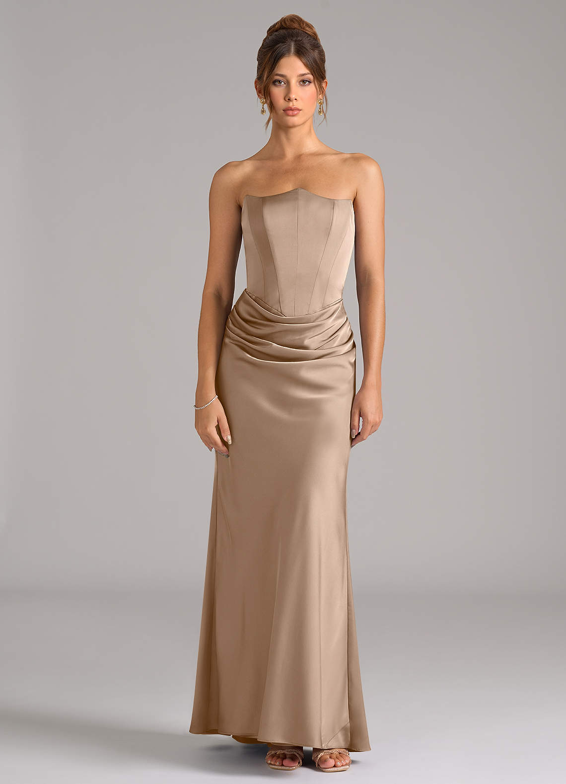 azazie taupe bridesmaid dresses Azazie Evadne