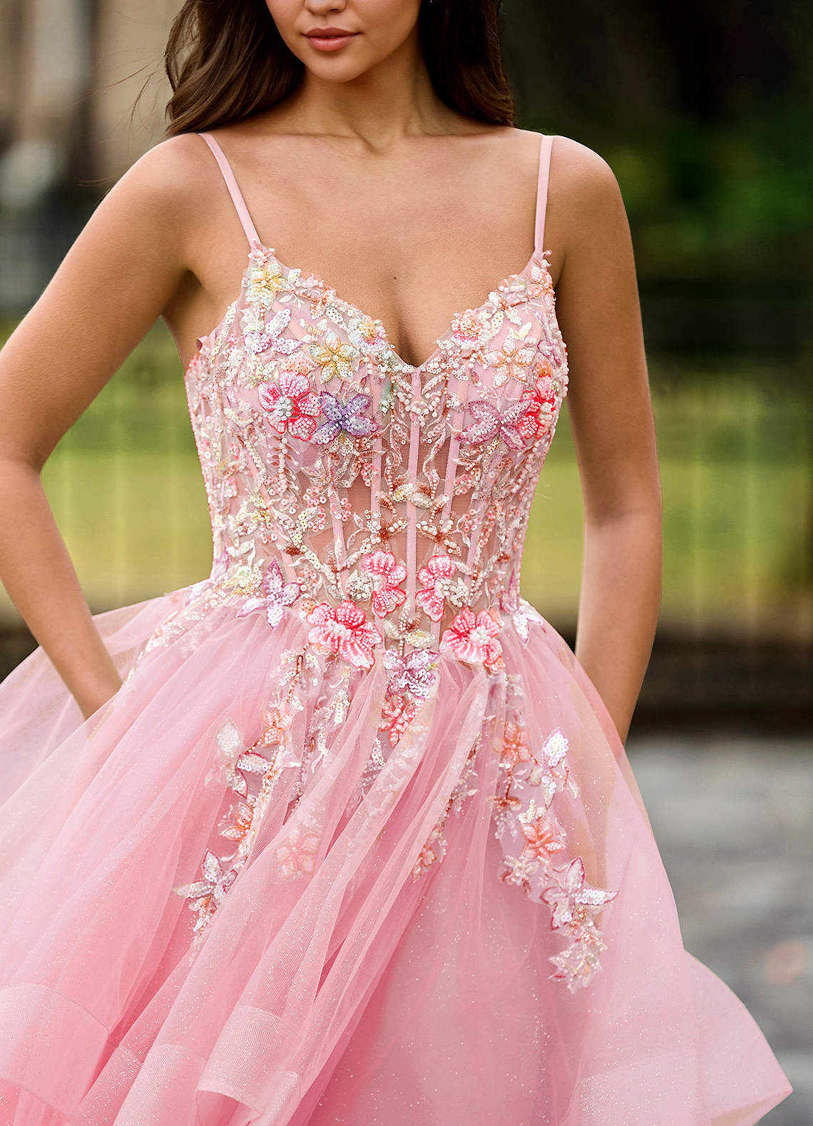 Goartrume Pink Mermaid Tulle Prom Dress | Azazie