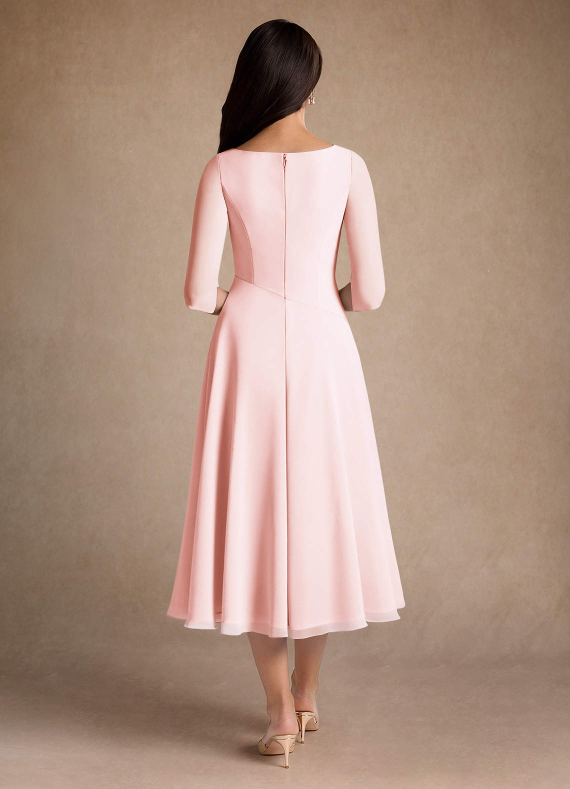 Azazie Durant Mother of the Bride Dresses Blushing Pink A-Line Pleated Chiffon Dress image2