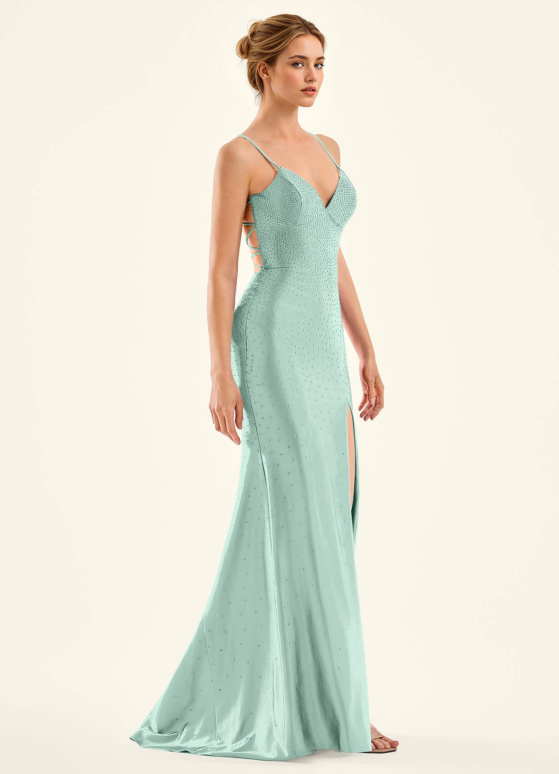 zara red dress Zara A line Royal Blue Sequined Lace Long Prom Dress with Pockets main image 1