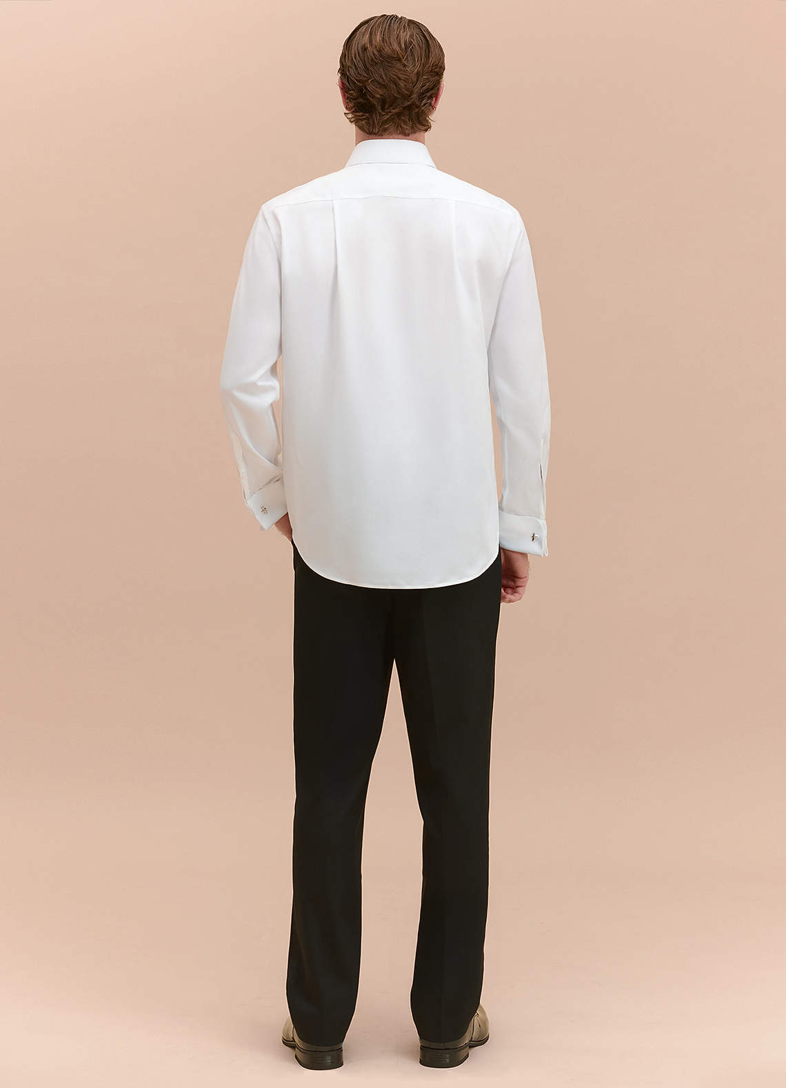 front Henry White Stud-Front Cotton Tuxedo Shirt