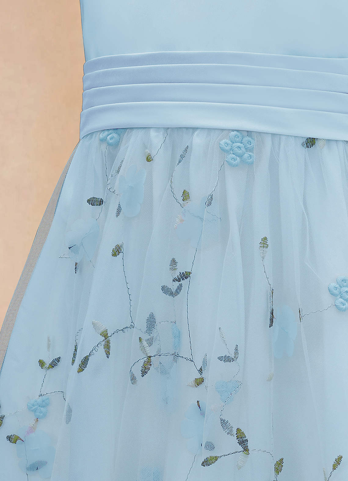 Azazie Pollie Flower Girl Dresses Sky Blue A-Line Bow Tulle Dress image13