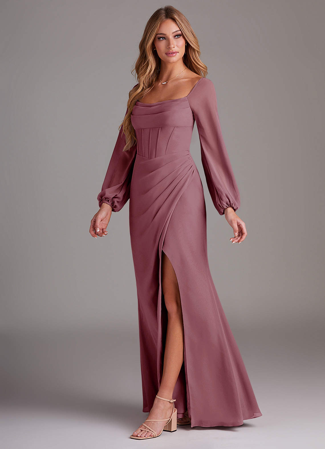 Azazie Charissa Vintage Mauve Chiffon Bridesmaid Dresses | Azazie