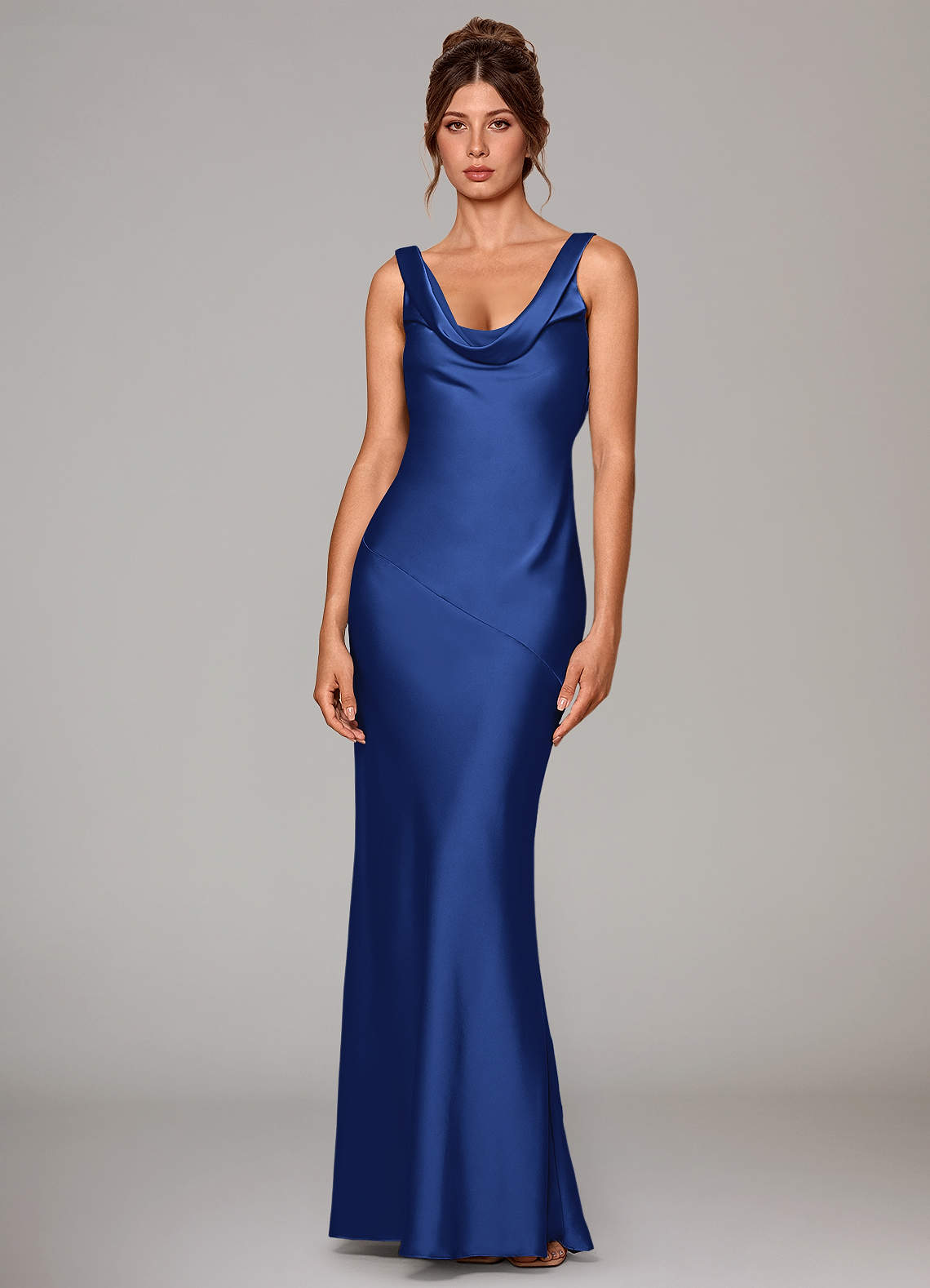 Azazie Rylina Bridesmaid Dresses Royal Blue Mermaid Stretch Satin Dress image1