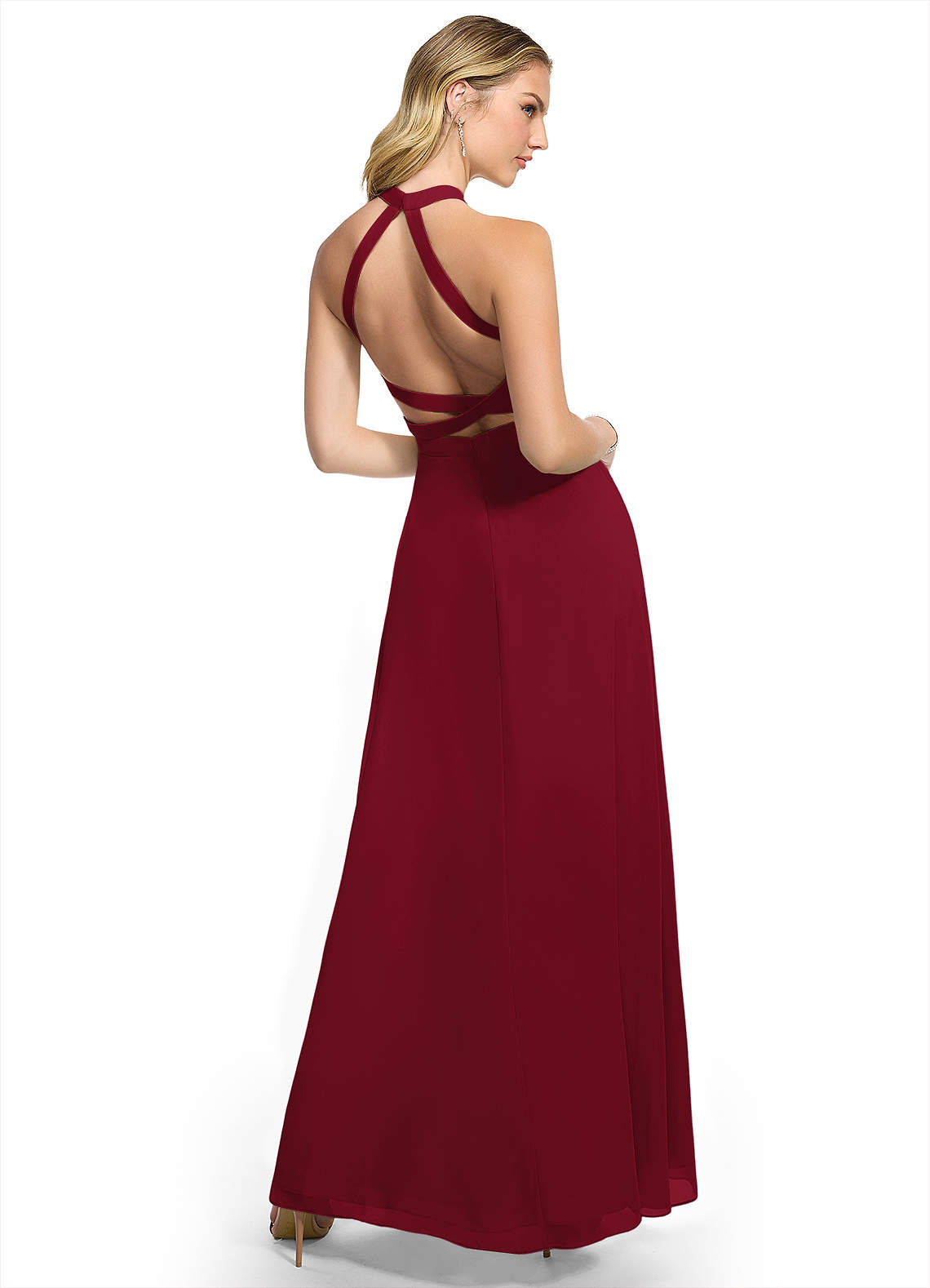 Halter Burgundy Chiffon Long A-line Bridesmaid Dresses Halter Burgundy Chiffon Long A-line Bridesmaid Dresses