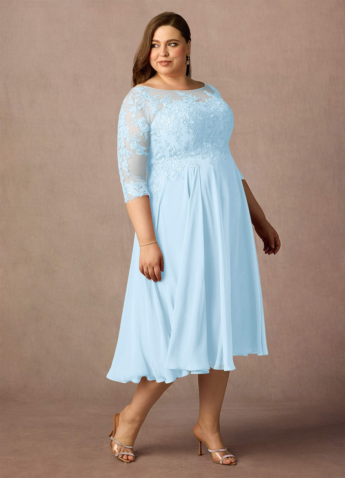 Azazie Marge Mother of the Bride Dresses Sky Blue A-Line Scoop Lace Chiffon Dress image9