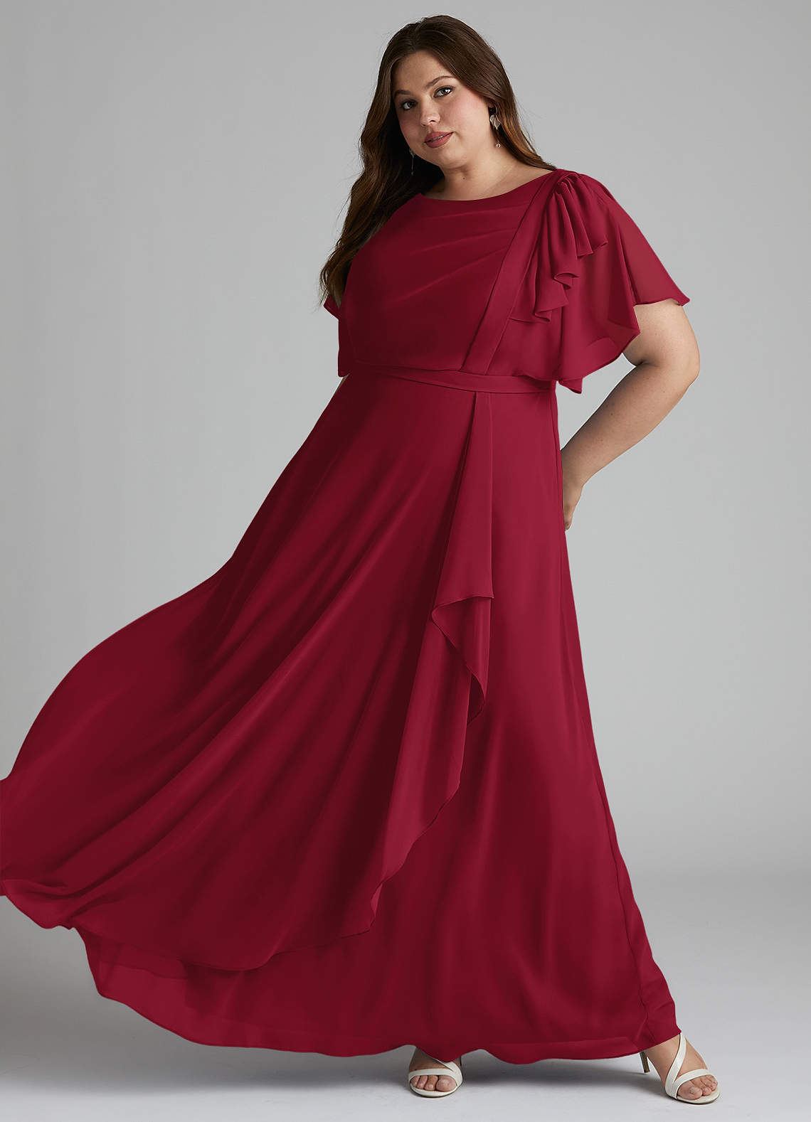Azazie Aaliyah Modest Bridesmaid Dresses A-Line Scoop Pleated Chiffon Floor-Length Dress image7