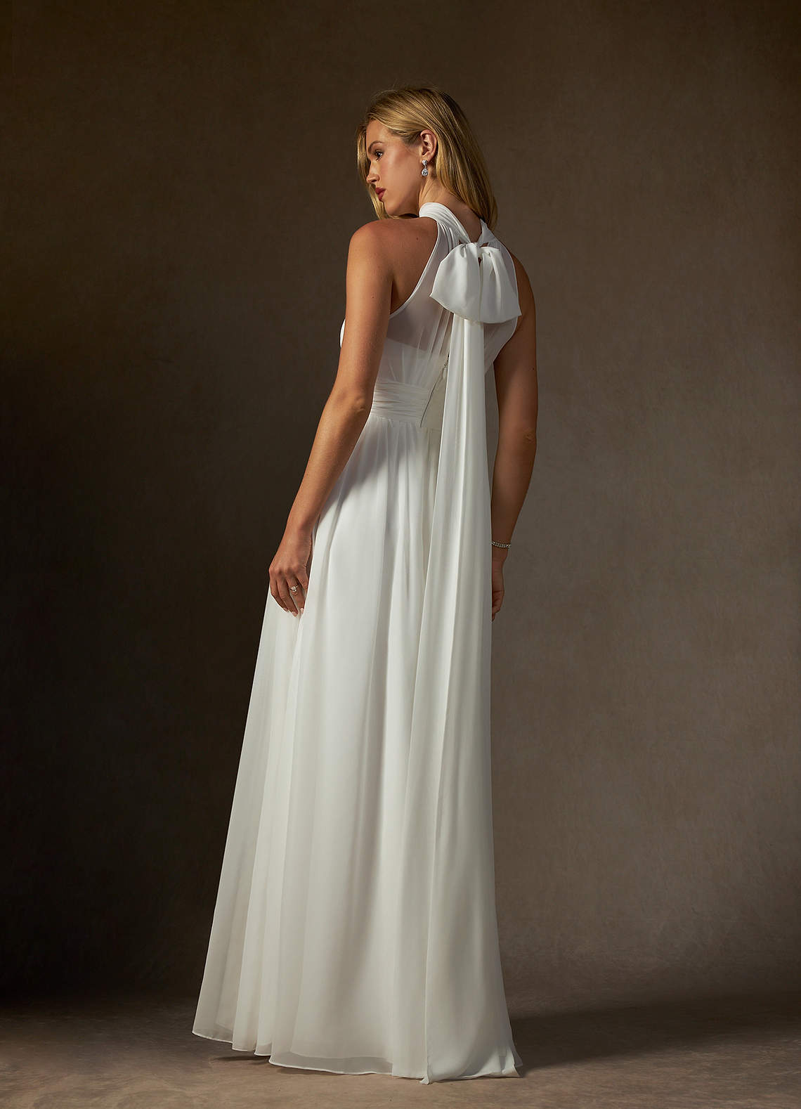 Azazie Helaina Abiti da Sposa Abito A-Line in Chiffon Plissettato Bianco Diamante image7