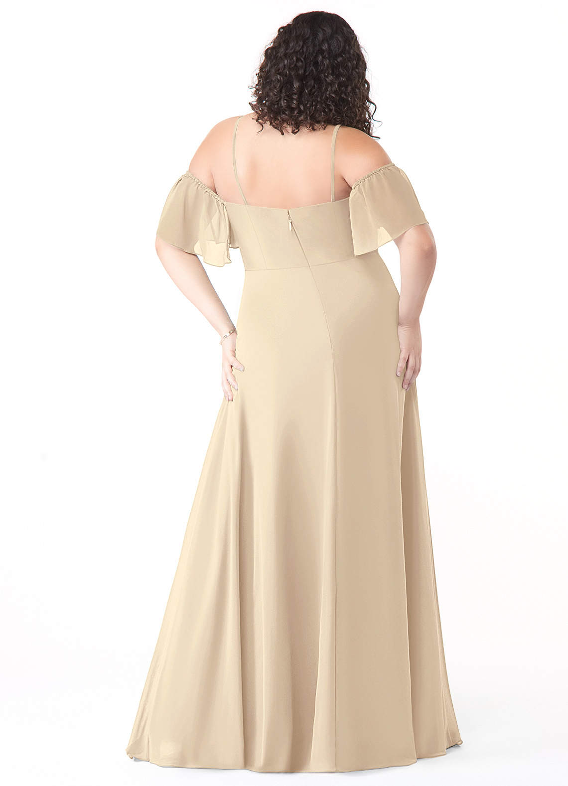 Azazie Plus Size A-Line Off The Shoulder Floor-Length Chiffon Bridesmaid Dresses - champagne Azazie Plus Size A-Line Off The Shoulder Floor-Length Chiffon Bridesmaid Dresses - champagne
