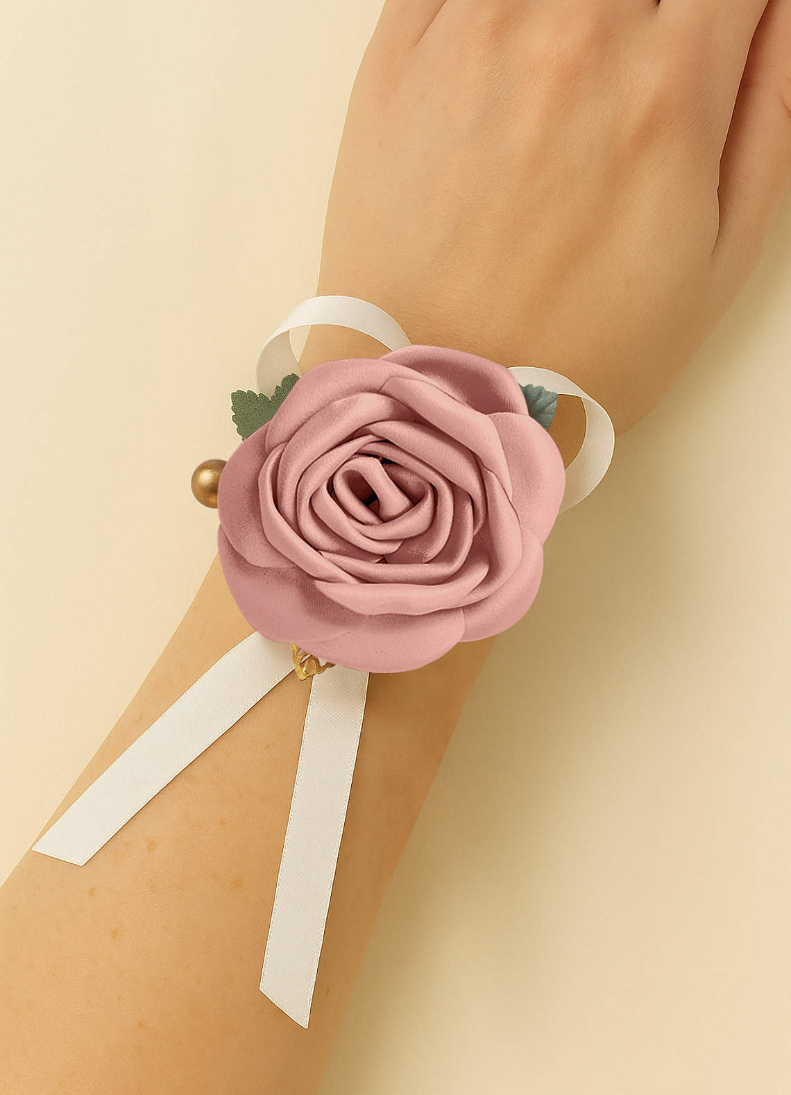 front Matching Color Matte Satin Wrist Corsage