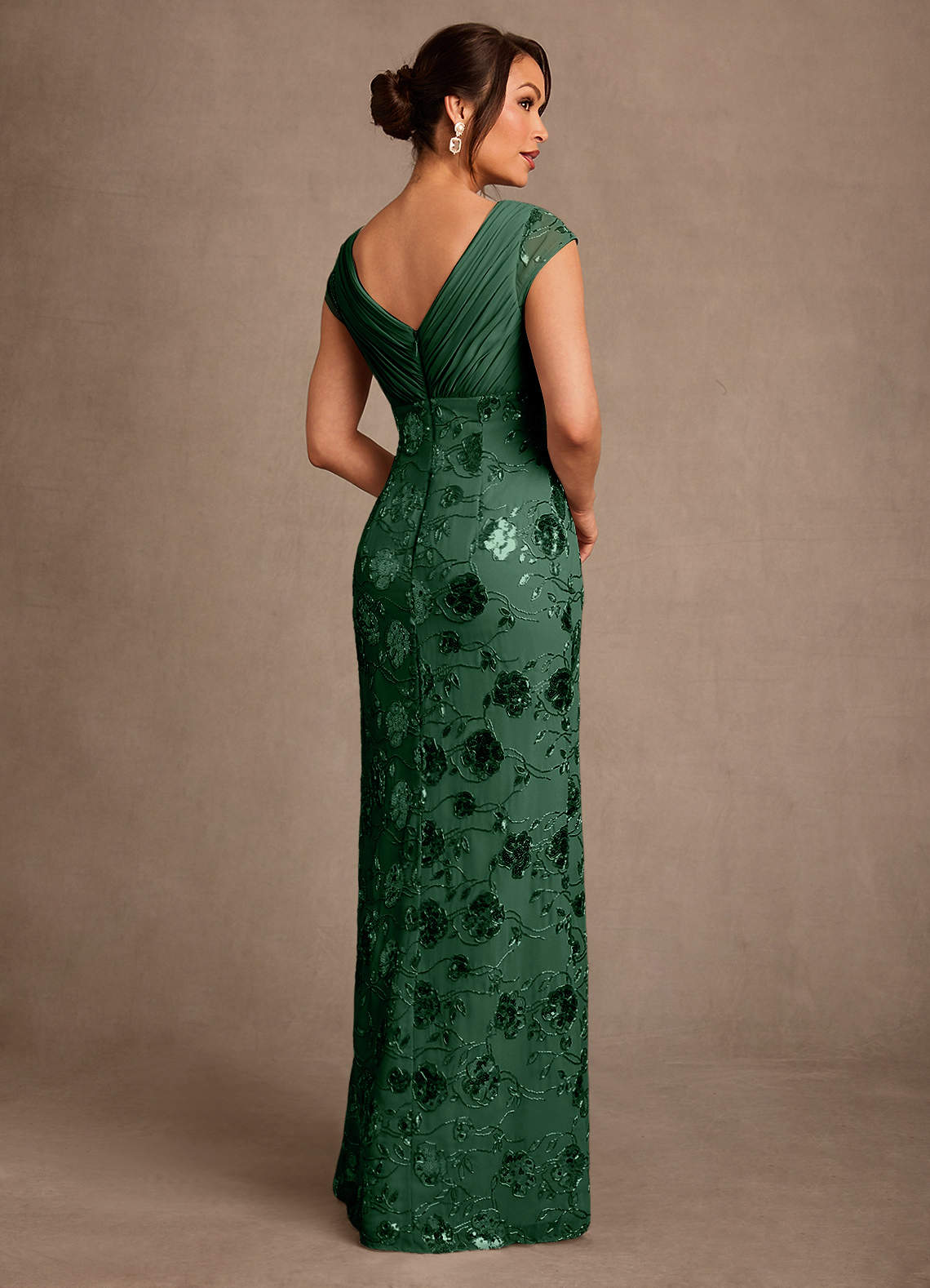 Azazie Tabby Green Sequins Sheath Pleated Sequins Dress | Azazie