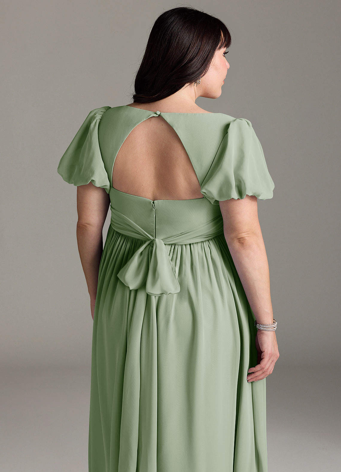 Azazie Madisynn Vestidos de dama de honra para maternidade Vestir Arco Comprimento do chão Chiffon image9