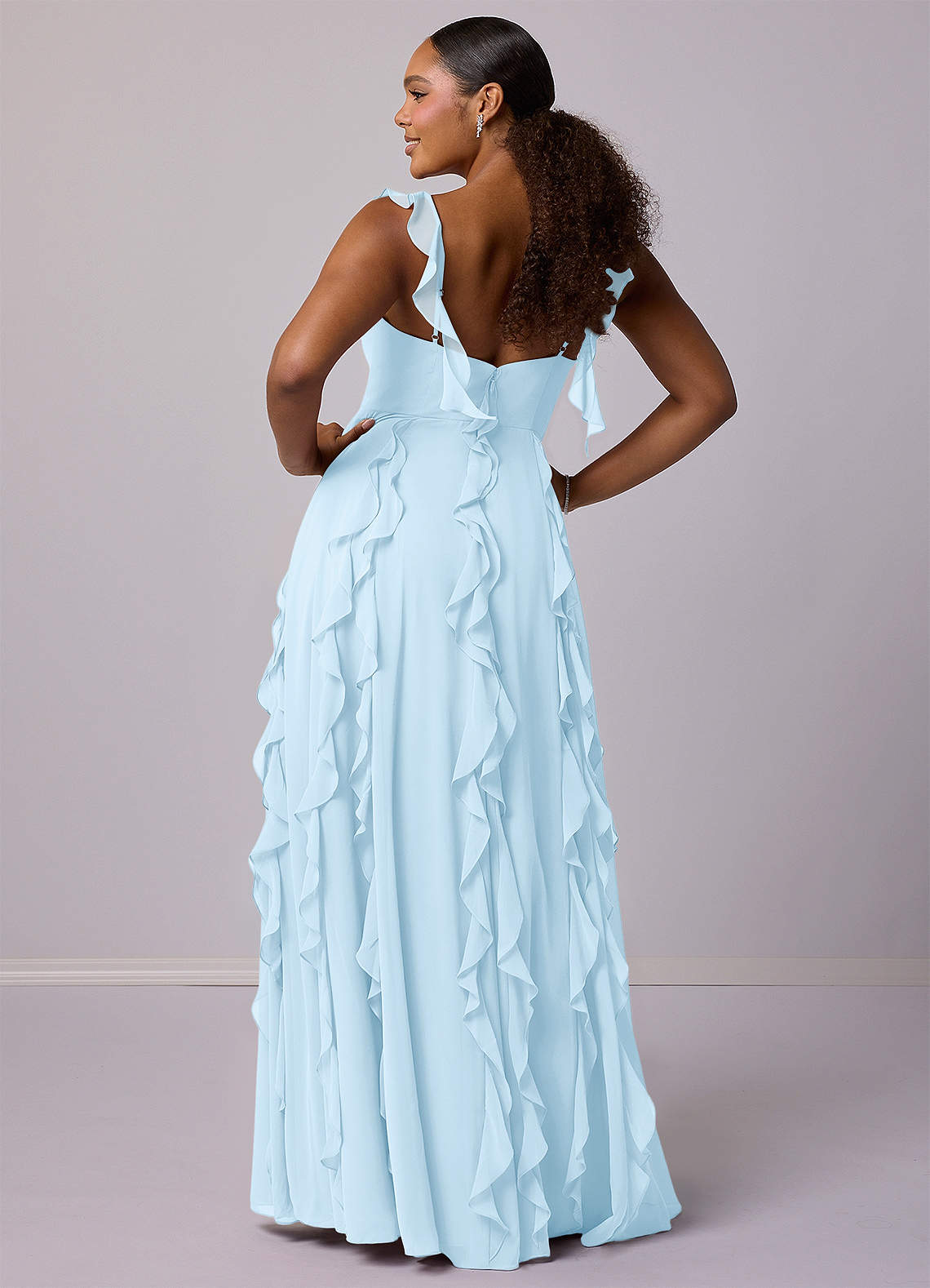 Barbie ♥ Azazie Bridesmaid Dresses Sky Blue A-Line with Pockets Chiffon Dress image7