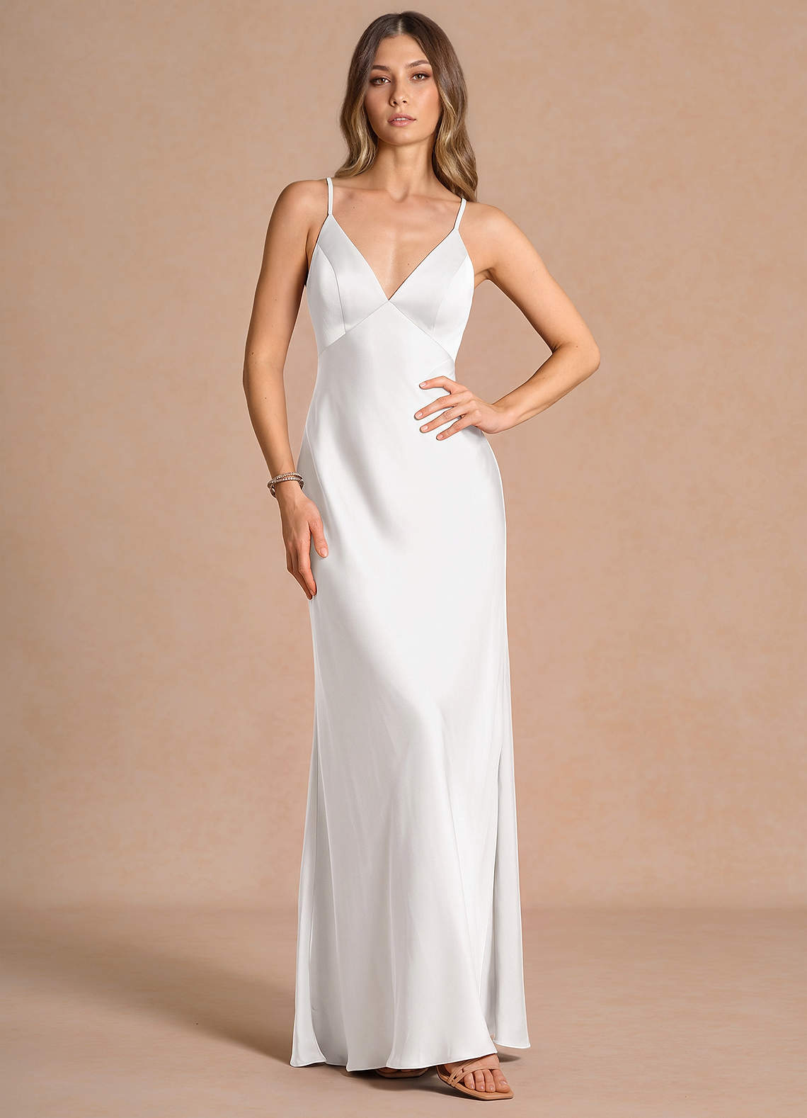 white satin flowy dress Samara Maxi color_Lavender