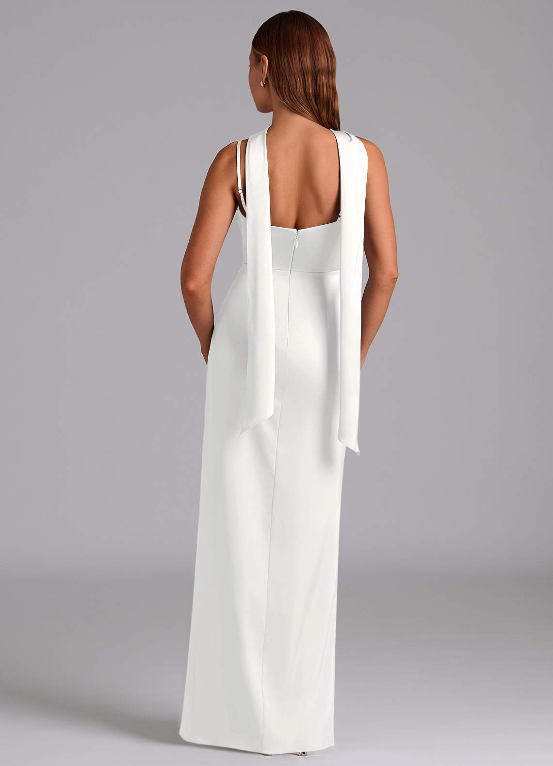 Azazie Calandra Brudtärnklänningar Klä av A-Linje i Stretch Satin Plisserad Vit image3