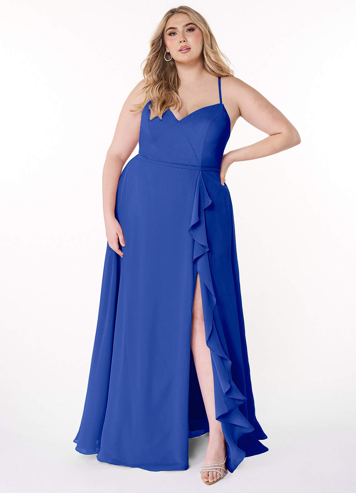 royal blue bridesmaid dresses plus size Azazie Naeem US Size:26W The Beat Goes On 100D Chiffon sale-section