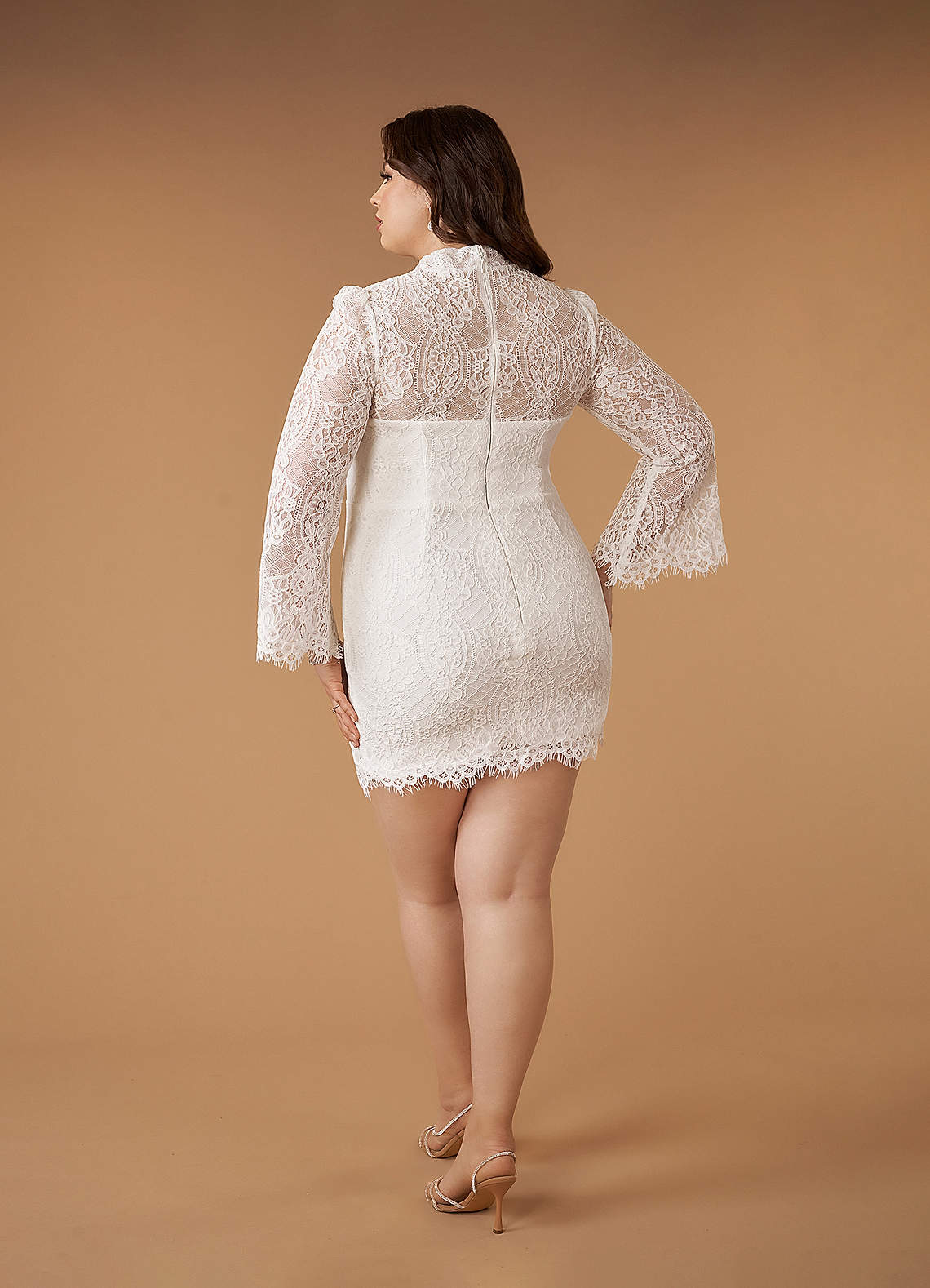 Azazie Ivie Wedding Dresses Diamond White Sheath High Neck Lace Dress image8