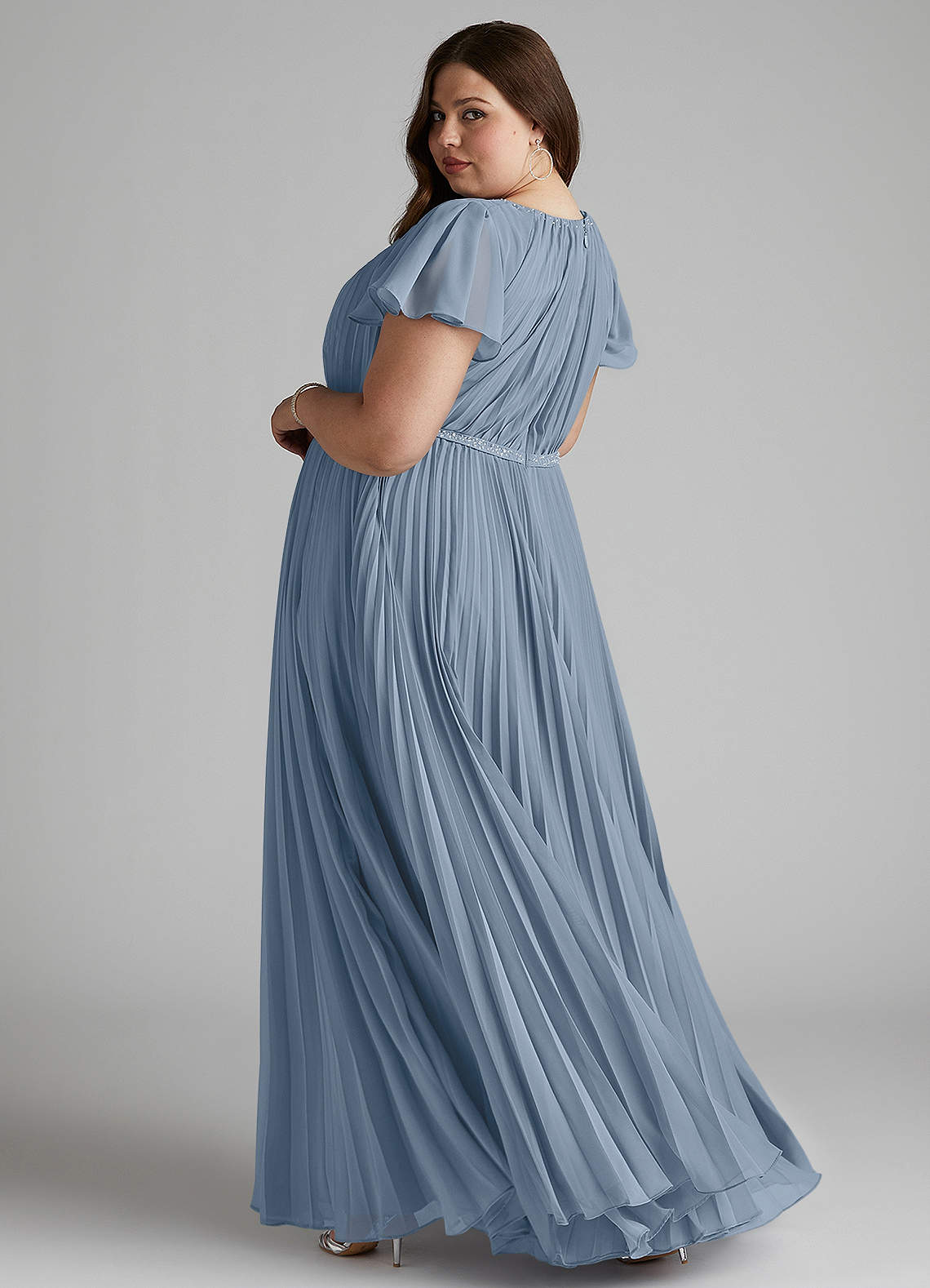 Azazie Kara Modest Bridesmaid Dresses A-Line Pleated Chiffon Floor-Length Dress image10