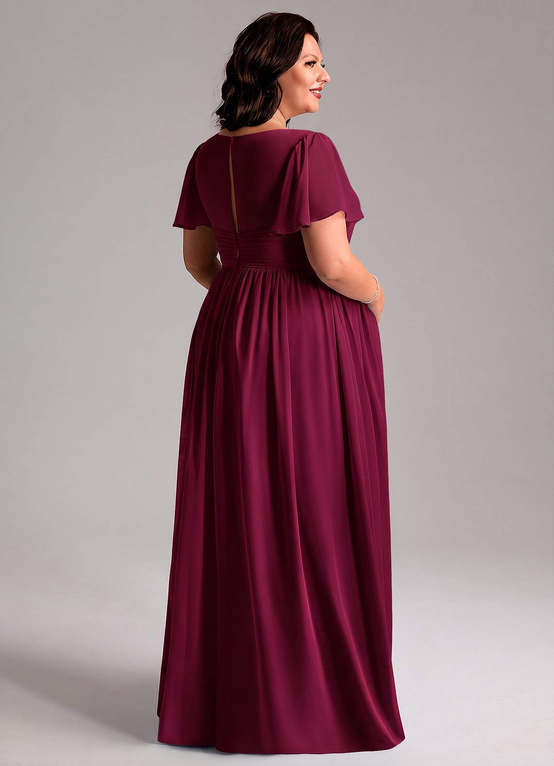 Azazie Verna Maternity Bridesmaid Dresses A-Line V-Neck Ruched Chiffon Floor-Length Dress image7