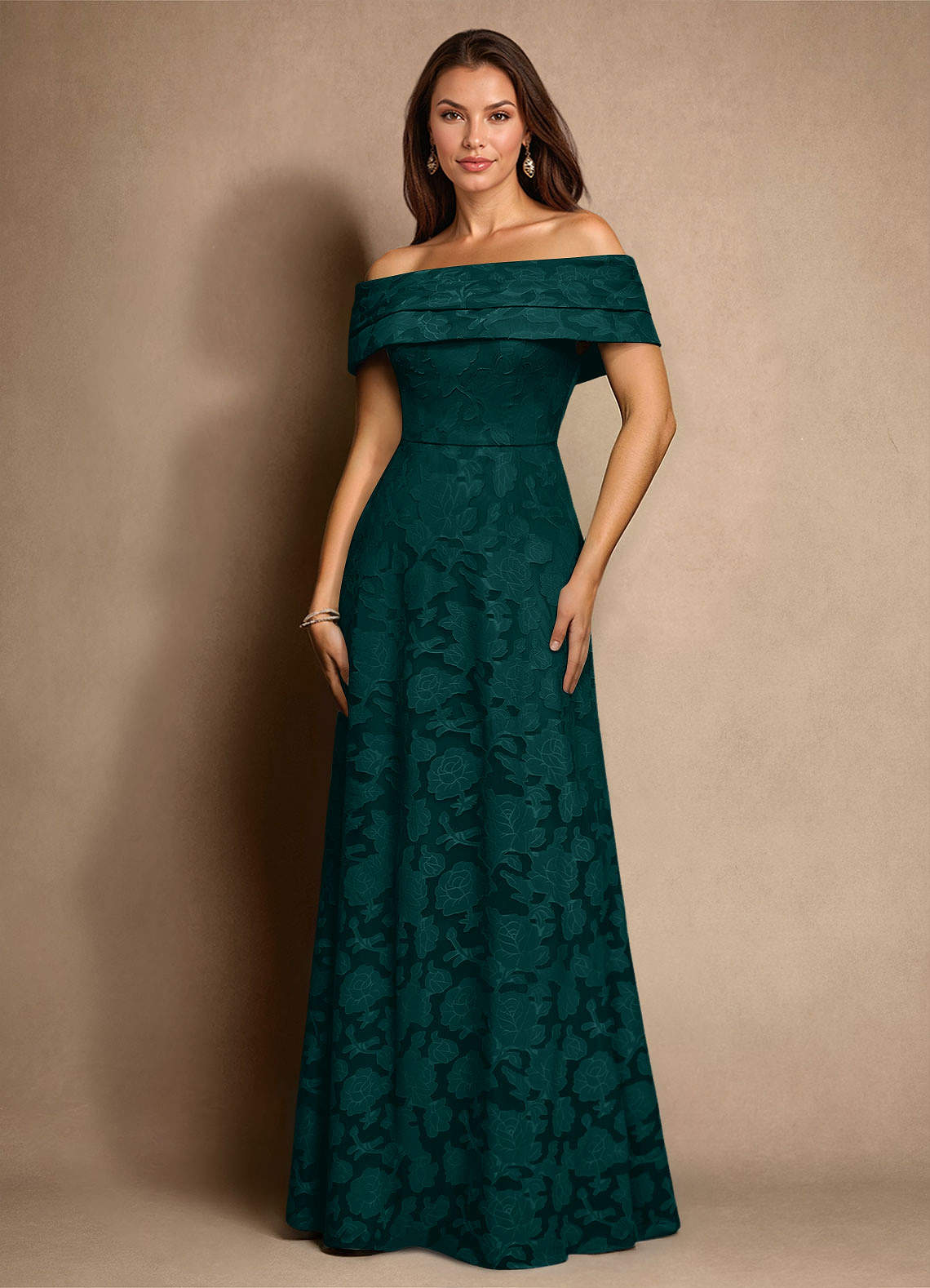 Azazie New Britain Moeder van de bruid jurken A-Lijn Jurk van Bloemen Burn-out Geplooid Pijnboom image1