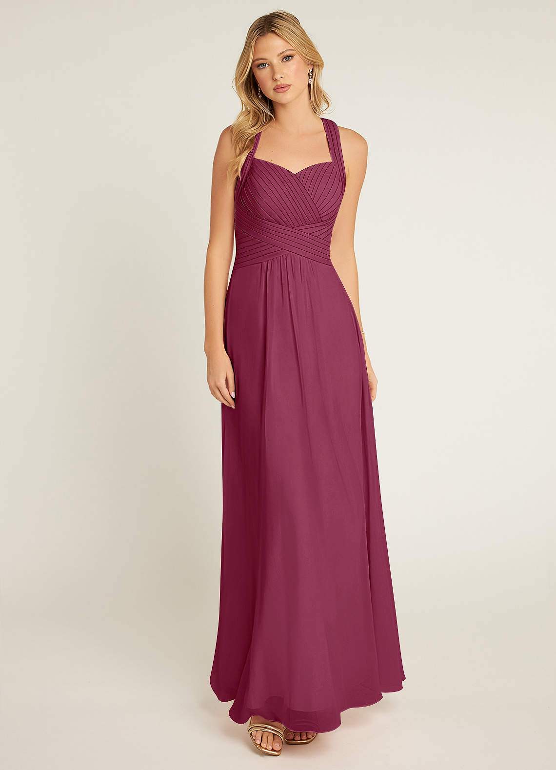 Azazie Claudia Bridesmaid Dresses Mulberry A-Line Sweetheart Neckline Chiffon Dress image1